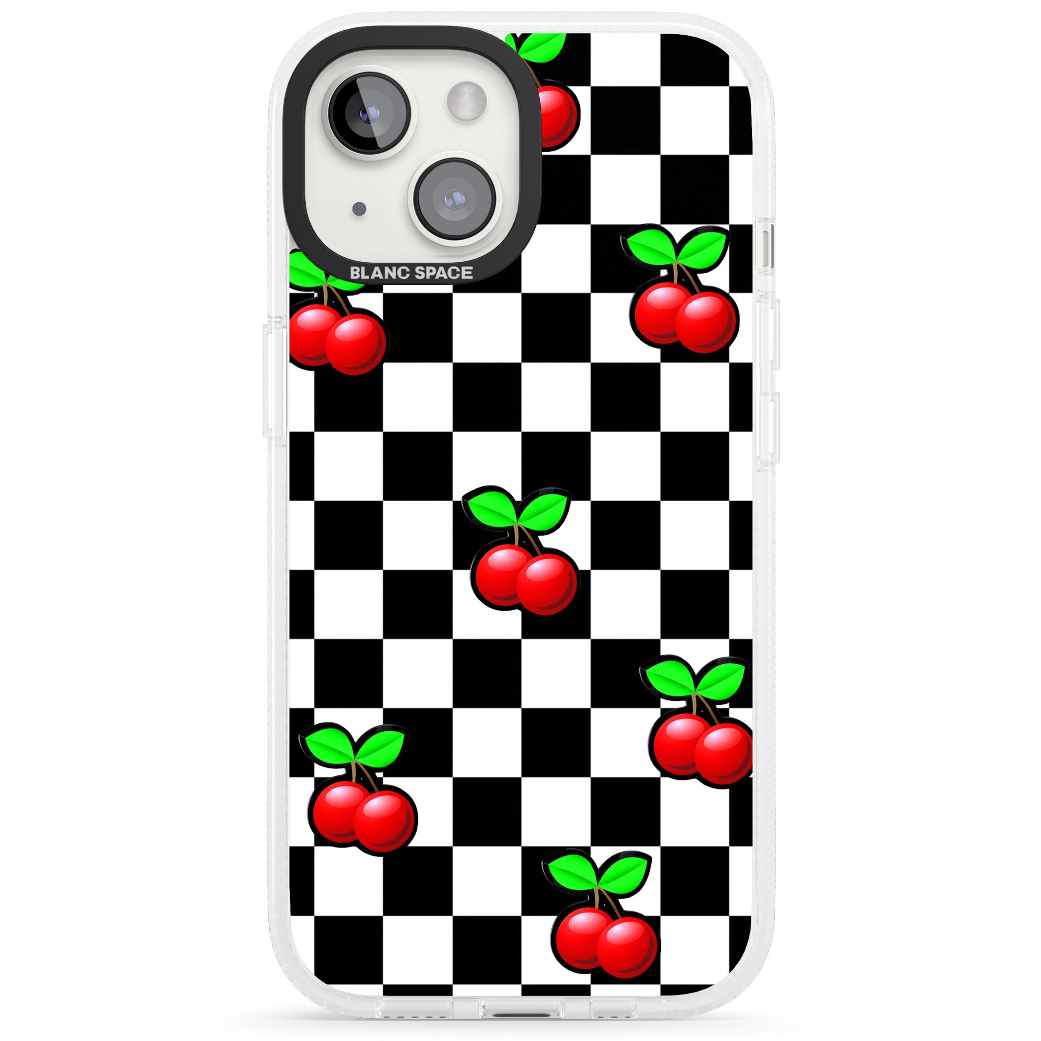 Checkered Cherry iPhone 15 / 14 / 13 Clear Case Impact Air - Blanc Space