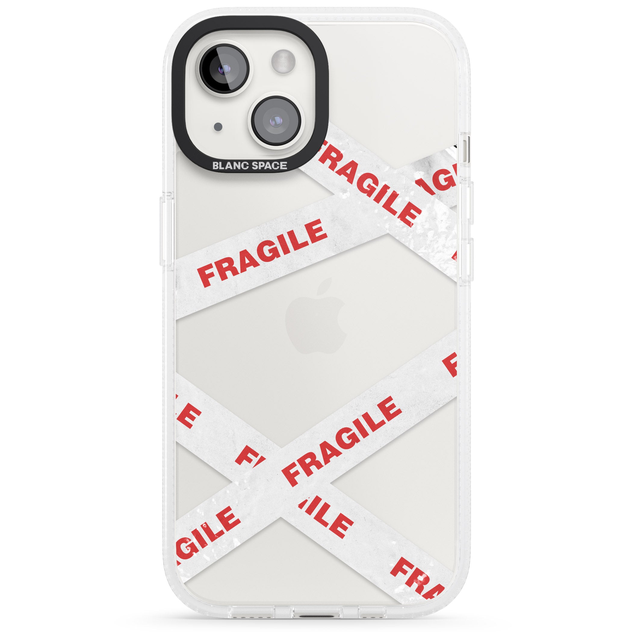 Fragile Tape iPhone 15 / 14 / 13 Clear Case Impact Air - Blanc Space