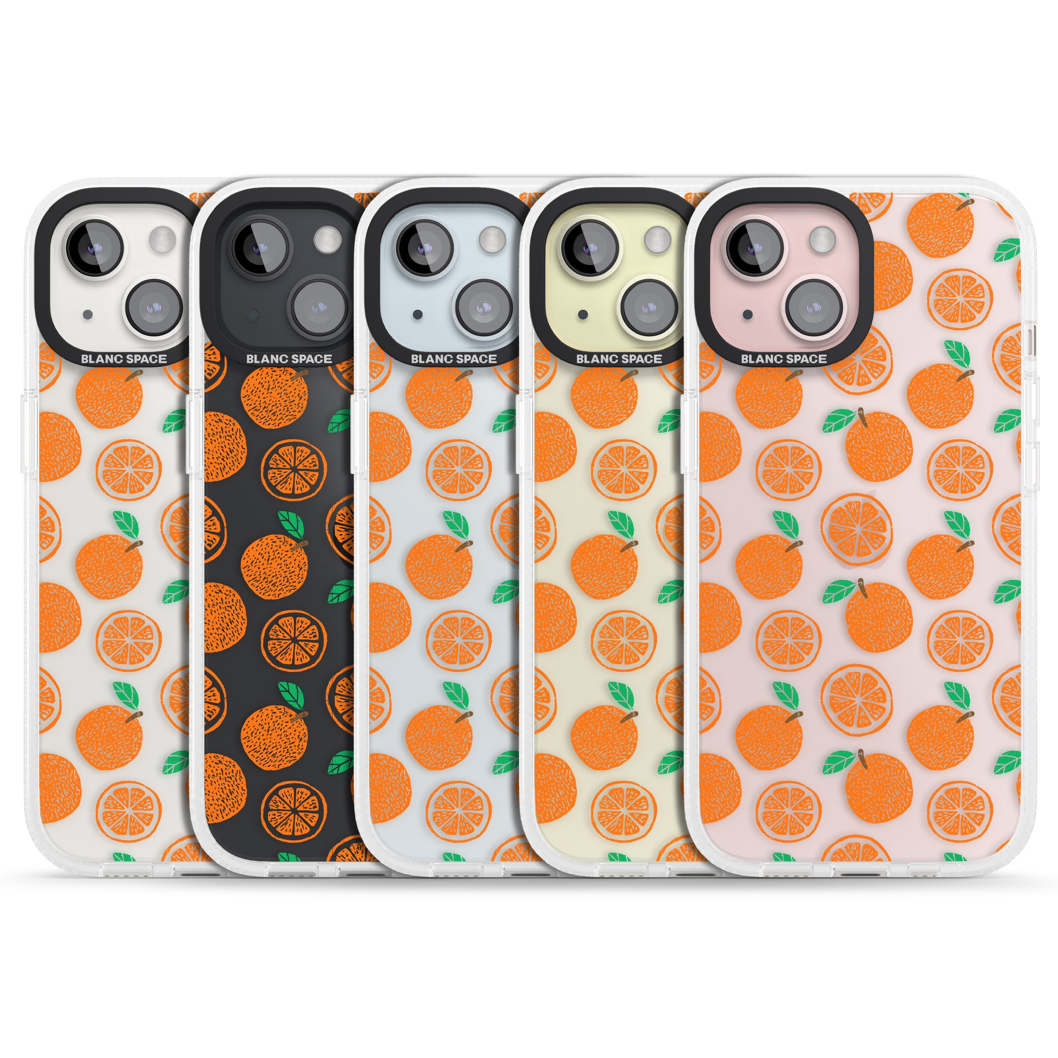 Orange Pattern iPhone 15 / 14 / 13 Clear Case Impact Air - Blanc Space