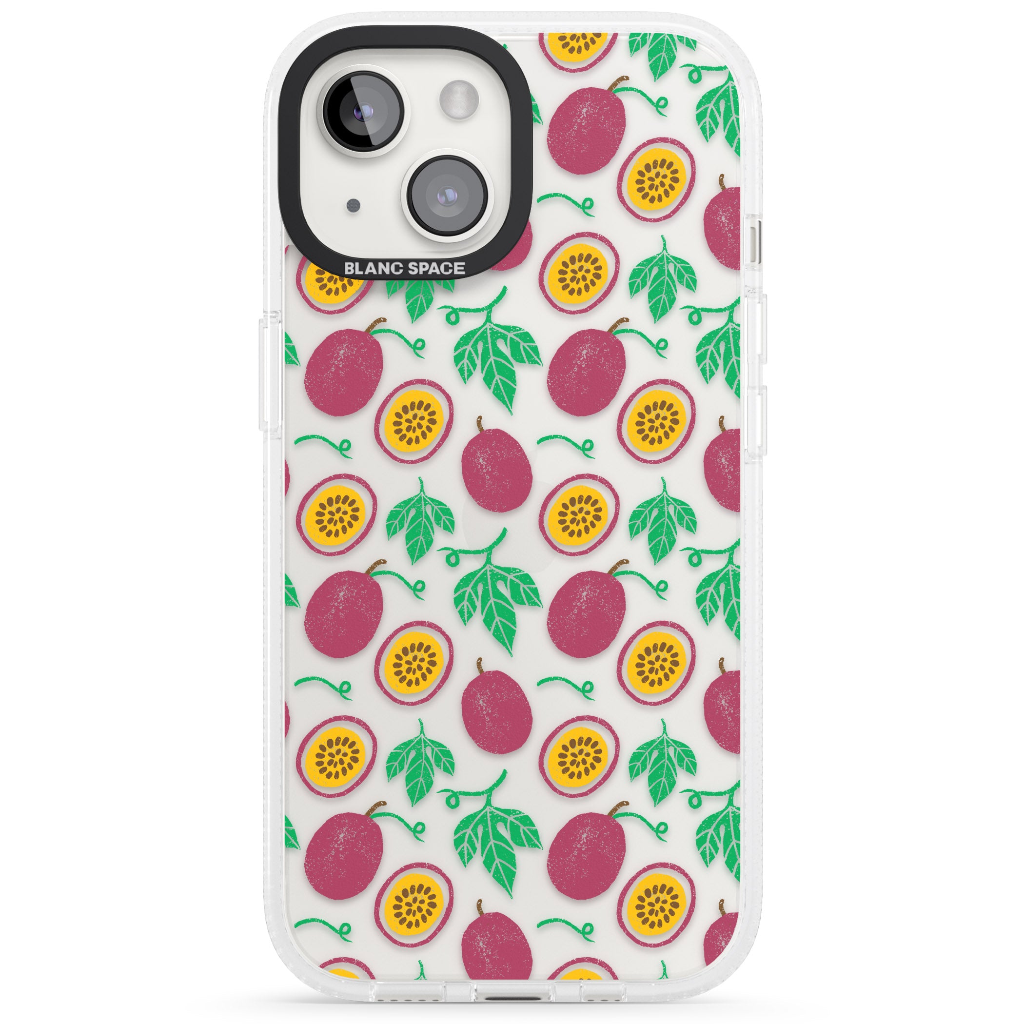 Passion Fruit Pattern iPhone 15 / 14 / 13 Clear Case Impact Air - Blanc Space