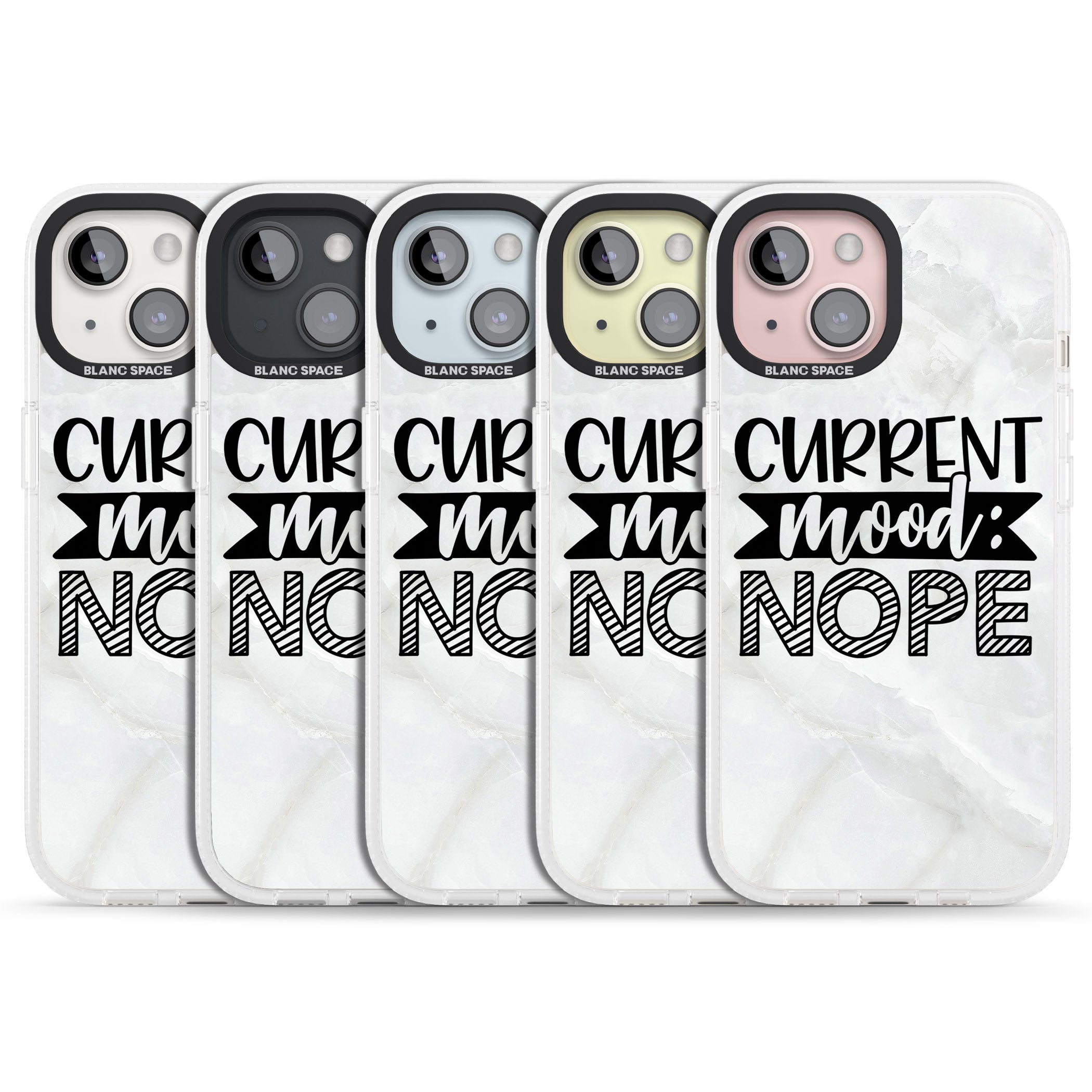 Current Mood NOPE iPhone 15 / 14 / 13 Clear Case Impact Air - Blanc Space