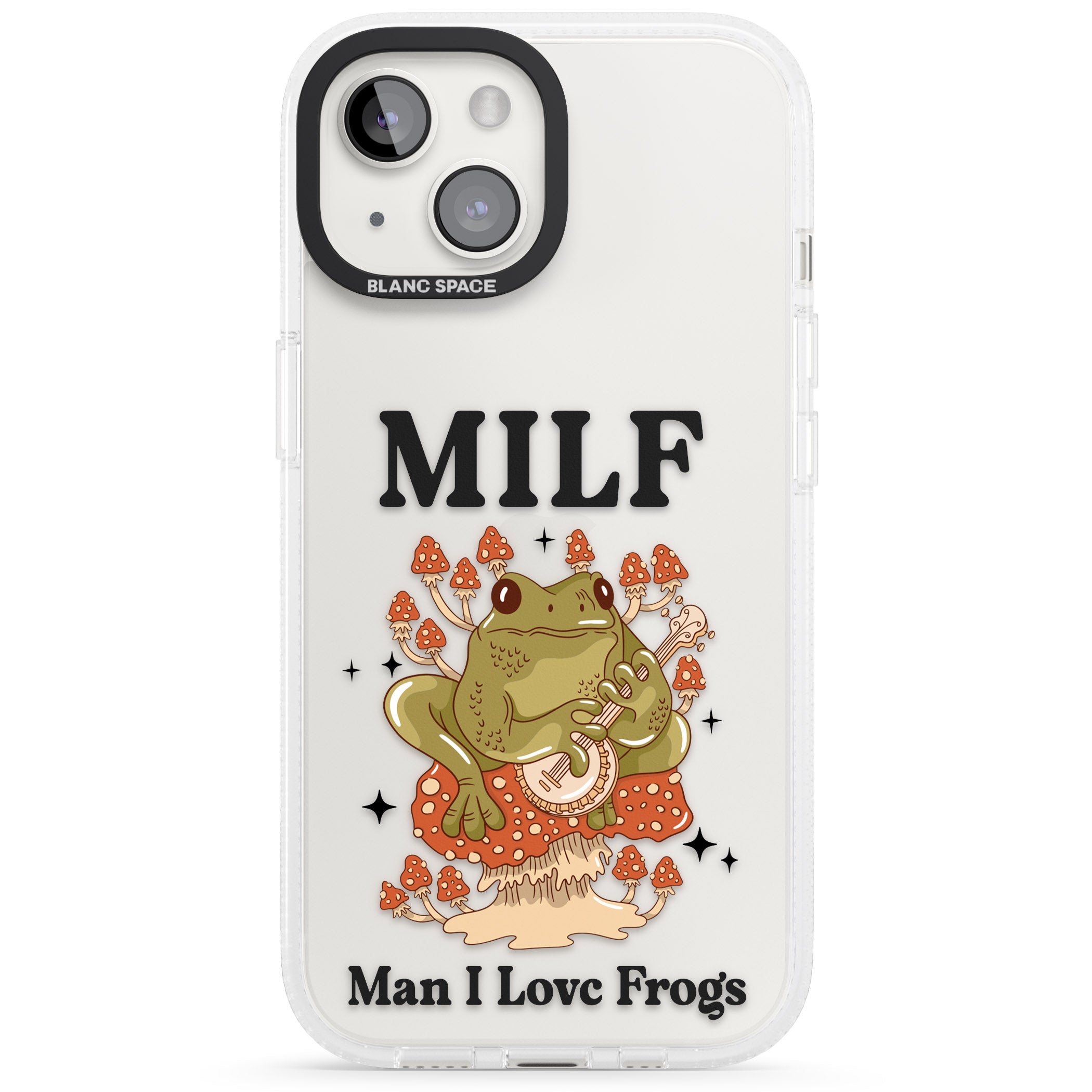Man I Love Frogs iPhone 15 / 14 / 13 Clear Case Impact Air - Blanc Space