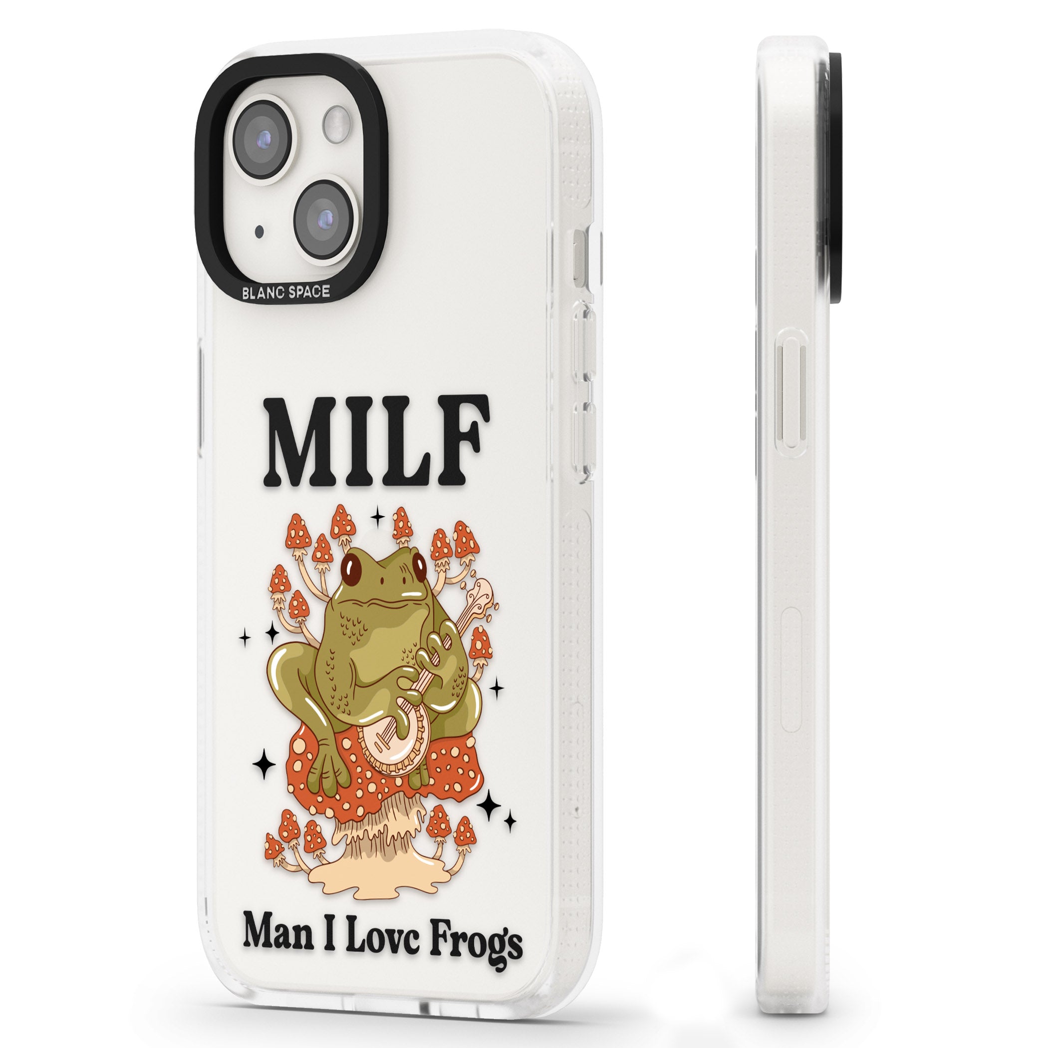 Man I Love Frogs iPhone 15 / 14 / 13 Clear Case Impact Air - Blanc Space