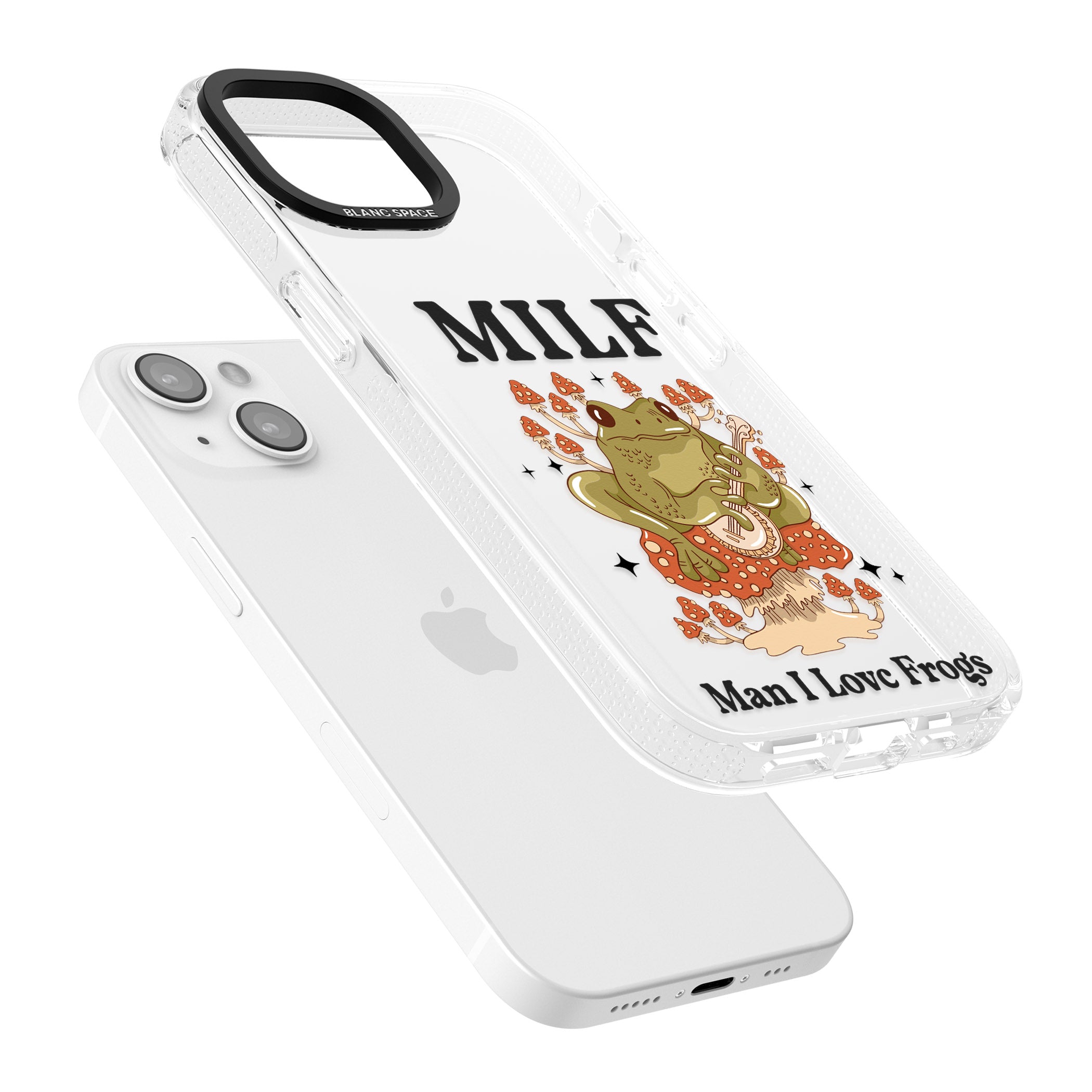 Man I Love Frogs iPhone 15 / 14 / 13 Clear Case Impact Air - Blanc Space