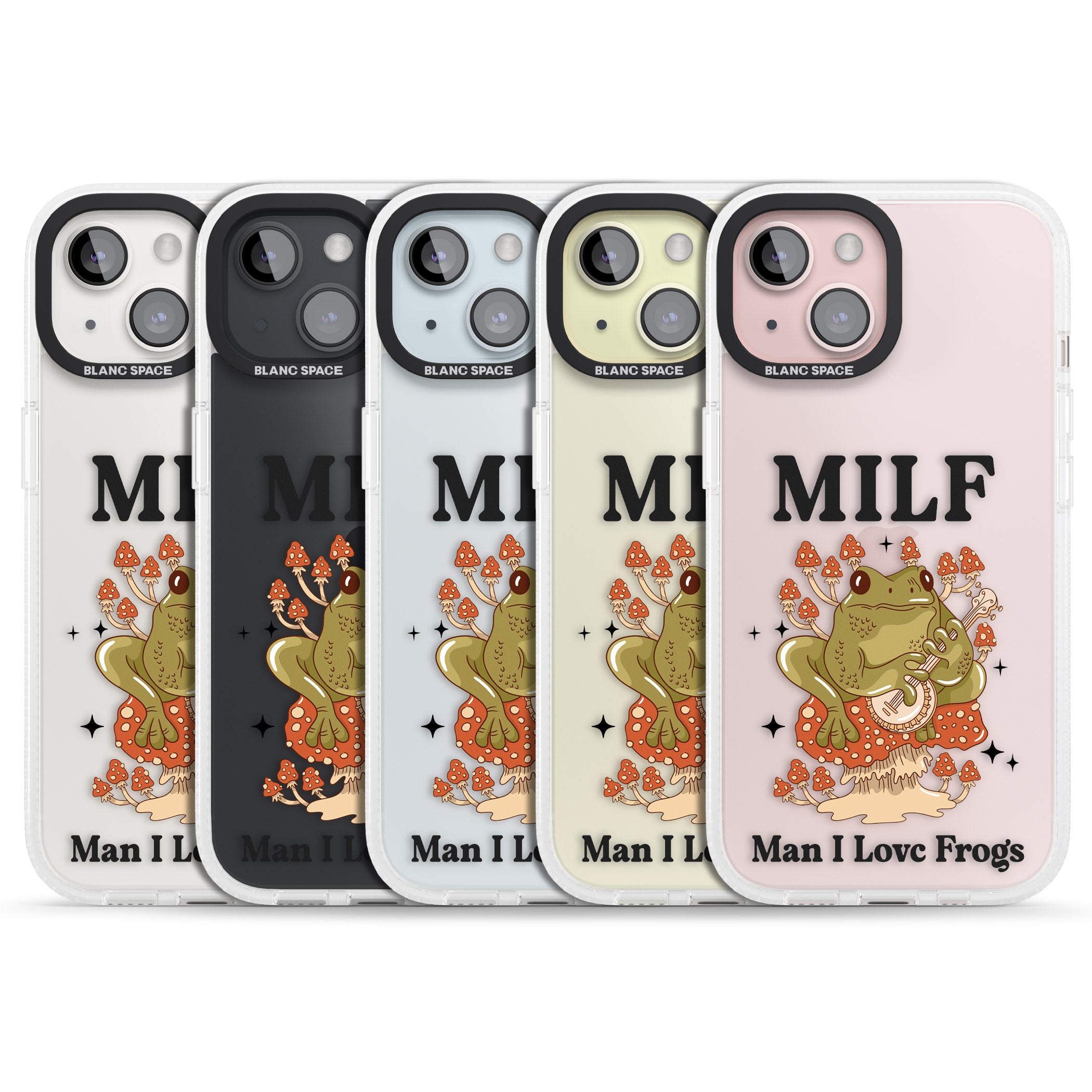 Man I Love Frogs iPhone 15 / 14 / 13 Clear Case Impact Air - Blanc Space