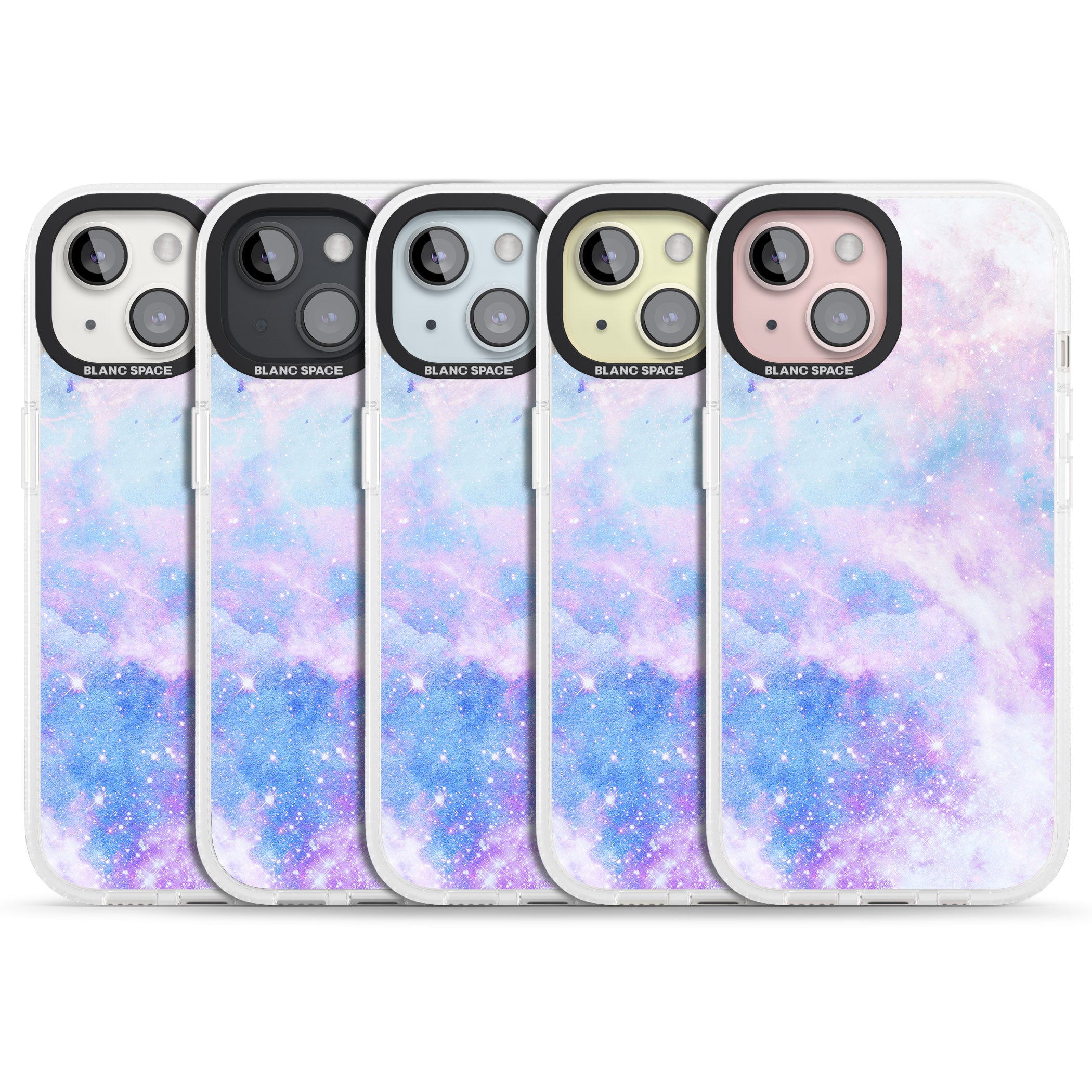 Light Blue Galaxy Pattern Design iPhone 15 / 14 / 13 Clear Case Impact Air - Blanc Space