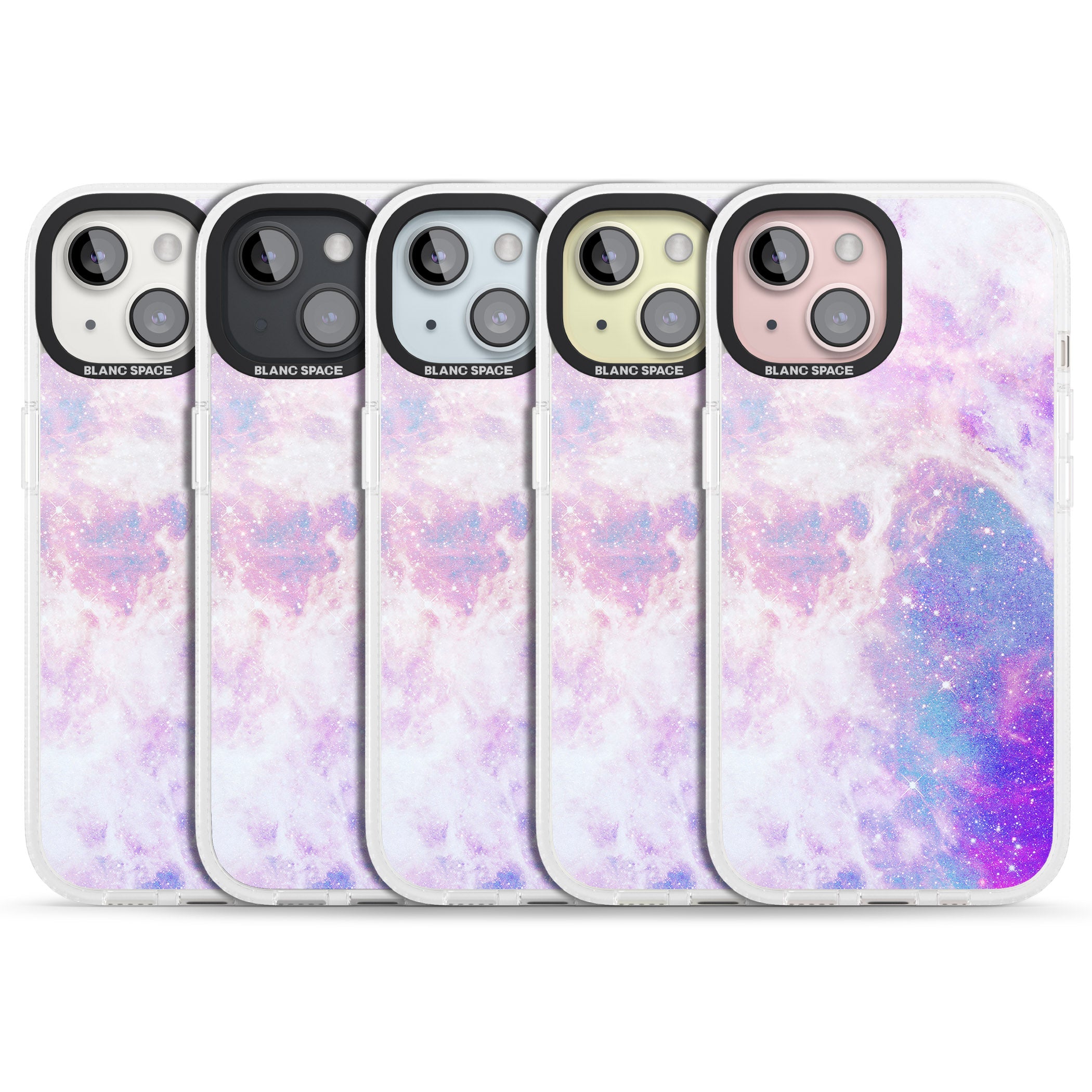 Purple & Blue Galaxy Pattern Design iPhone 15 / 14 / 13 Clear Case Impact Air - Blanc Space