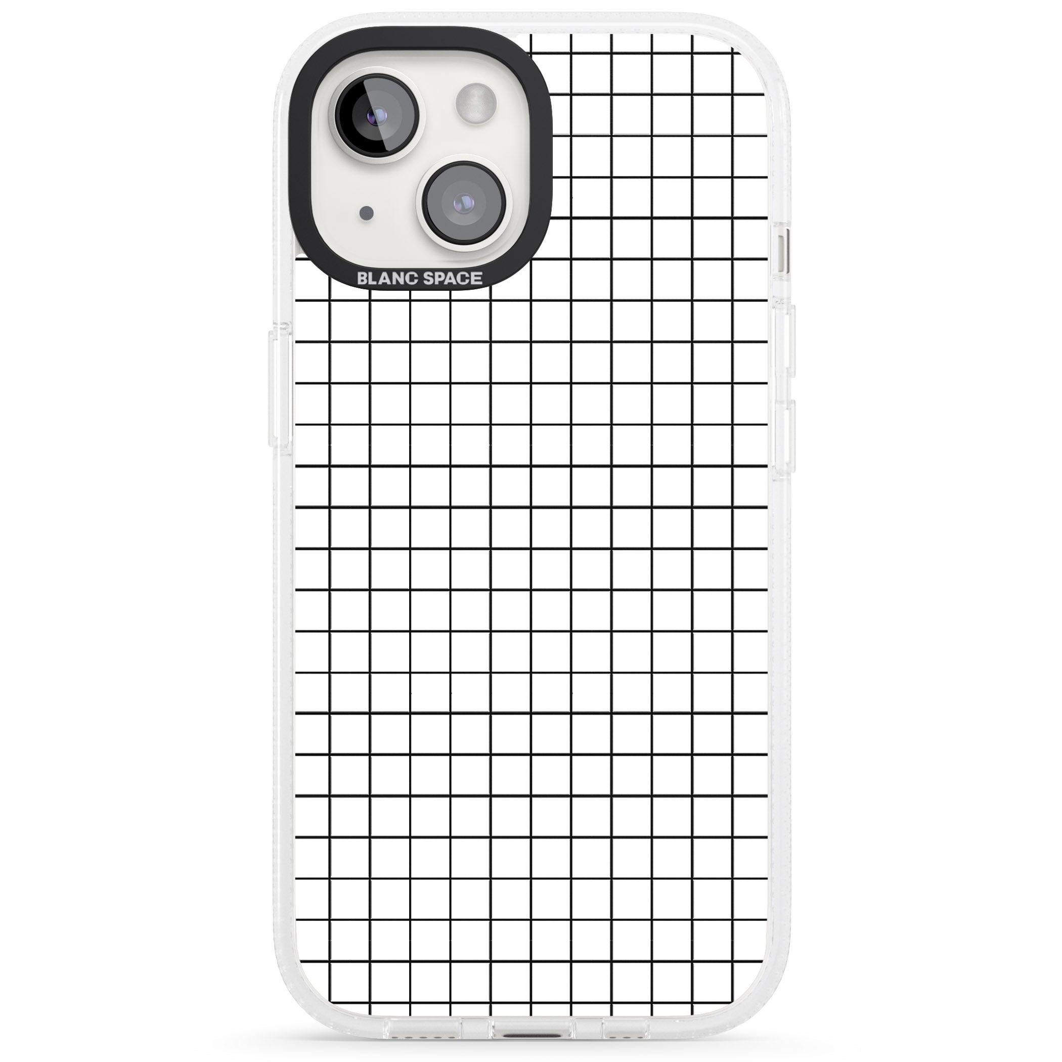 Simplistic Small Grid Designs White iPhone 15 / 14 / 13 Clear Case Impact Air - Blanc Space