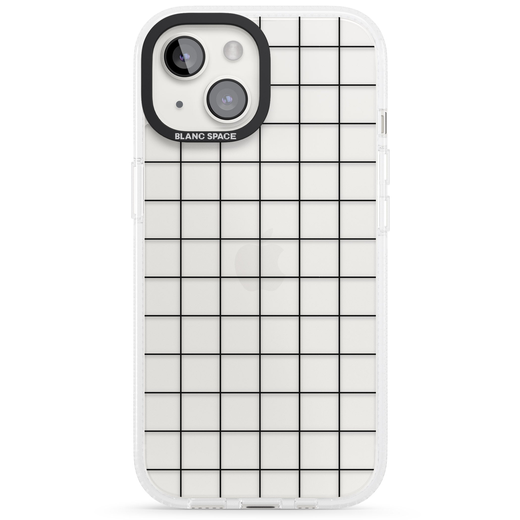 Simplistic Large Grid Pattern Black (Transparent) iPhone 15 / 14 / 13 Clear Case Impact Air - Blanc Space
