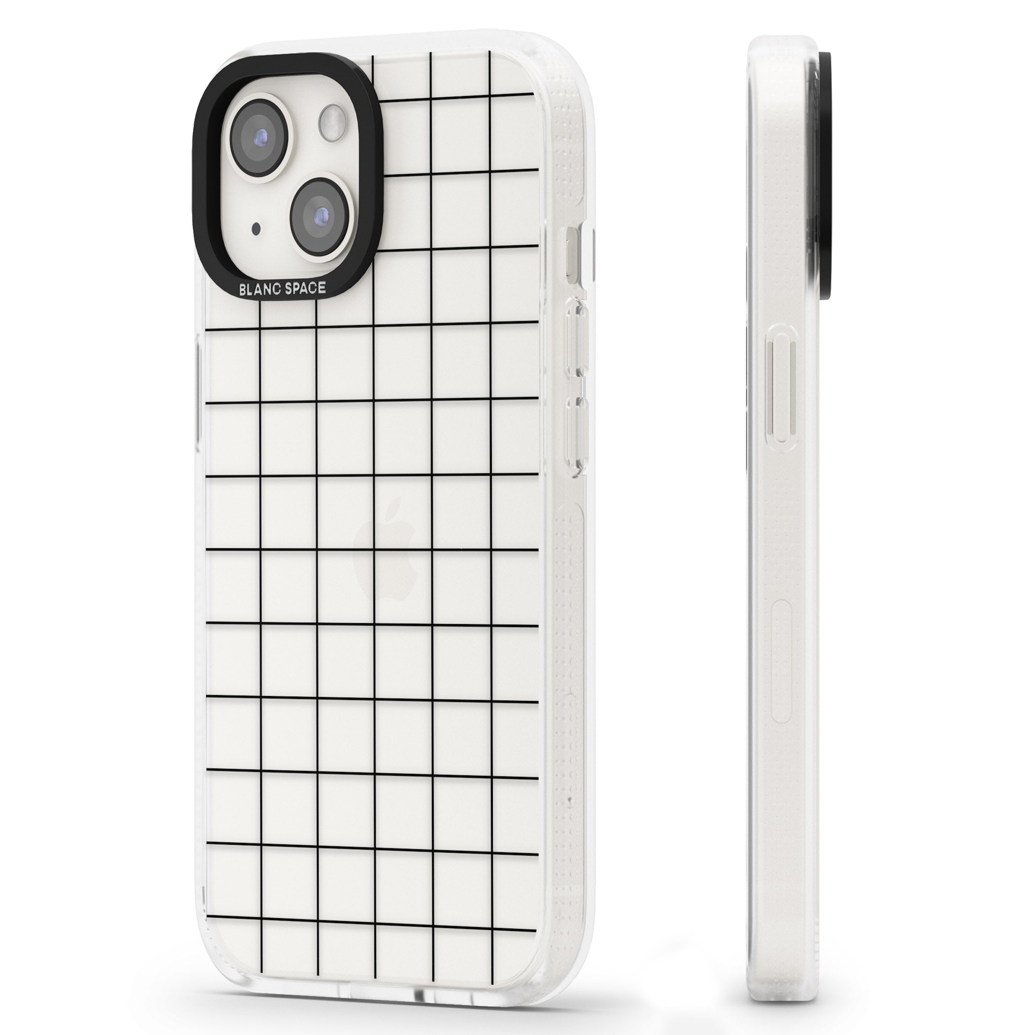 Simplistic Large Grid Pattern Black (Transparent) iPhone 15 / 14 / 13 Clear Case Impact Air - Blanc Space