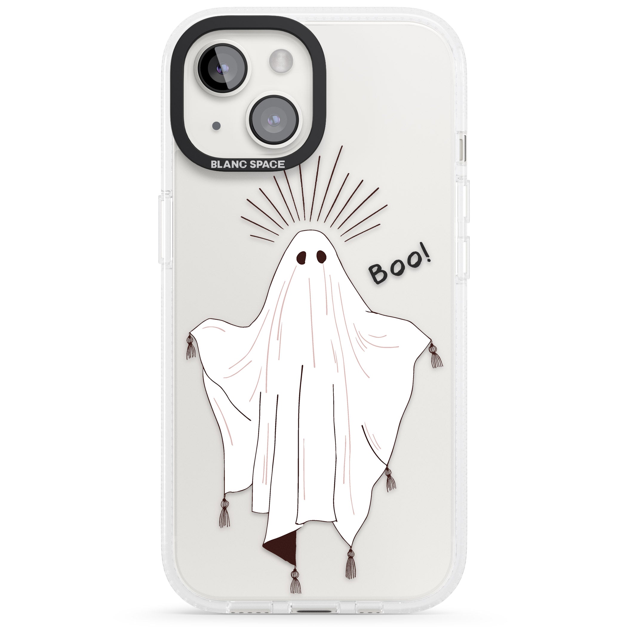BOO! iPhone 15 / 14 / 13 Clear Case Impact Air - Blanc Space