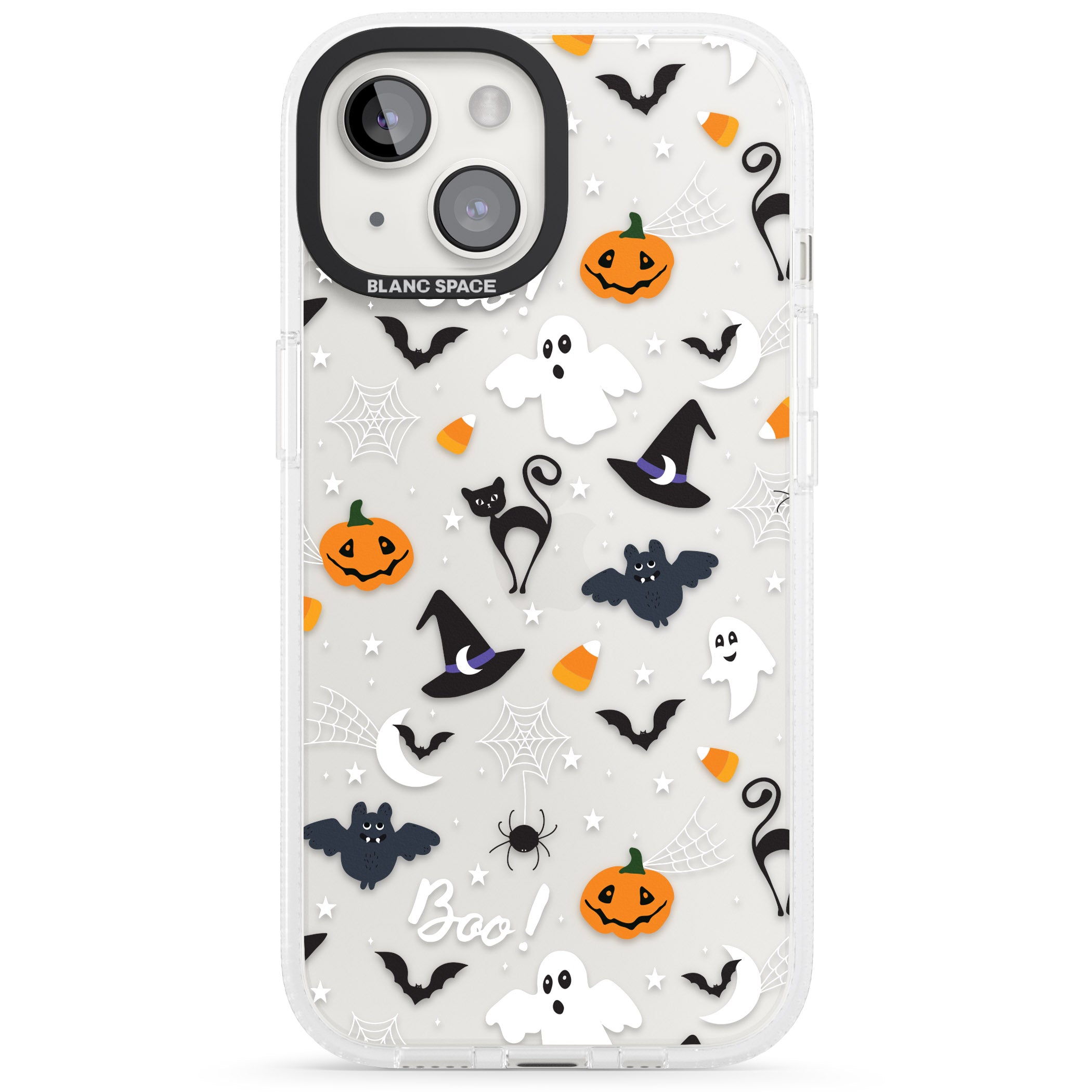 Halloween Mix Pattern iPhone 15 / 14 / 13 Clear Case Impact Air - Blanc Space