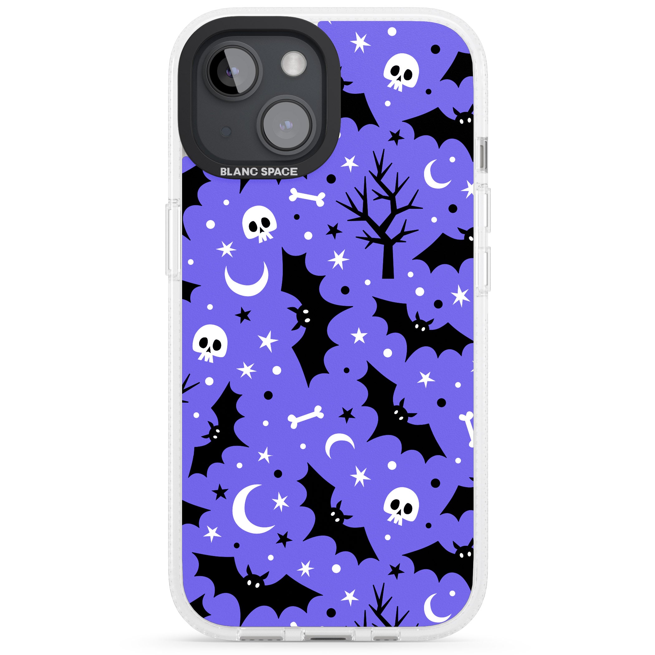 Bats n' Bones Pattern iPhone 15 / 14 / 13 Clear Case Impact Air - Blanc Space