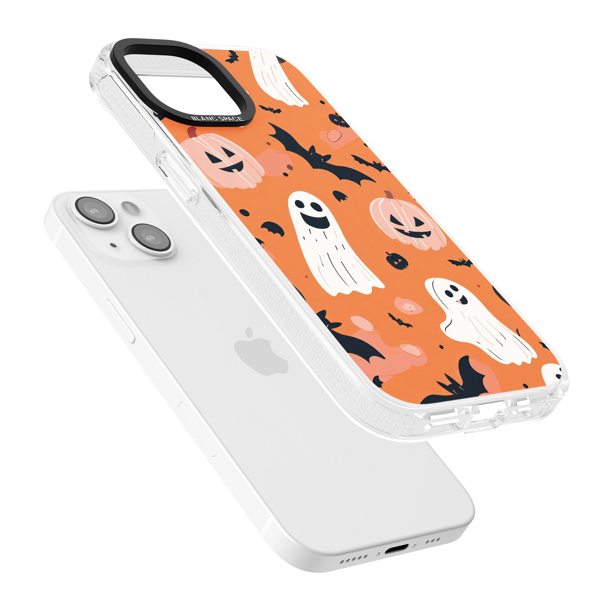 Orange Halloween Pattern iPhone 15 / 14 / 13 Clear Case Impact Air - Blanc Space