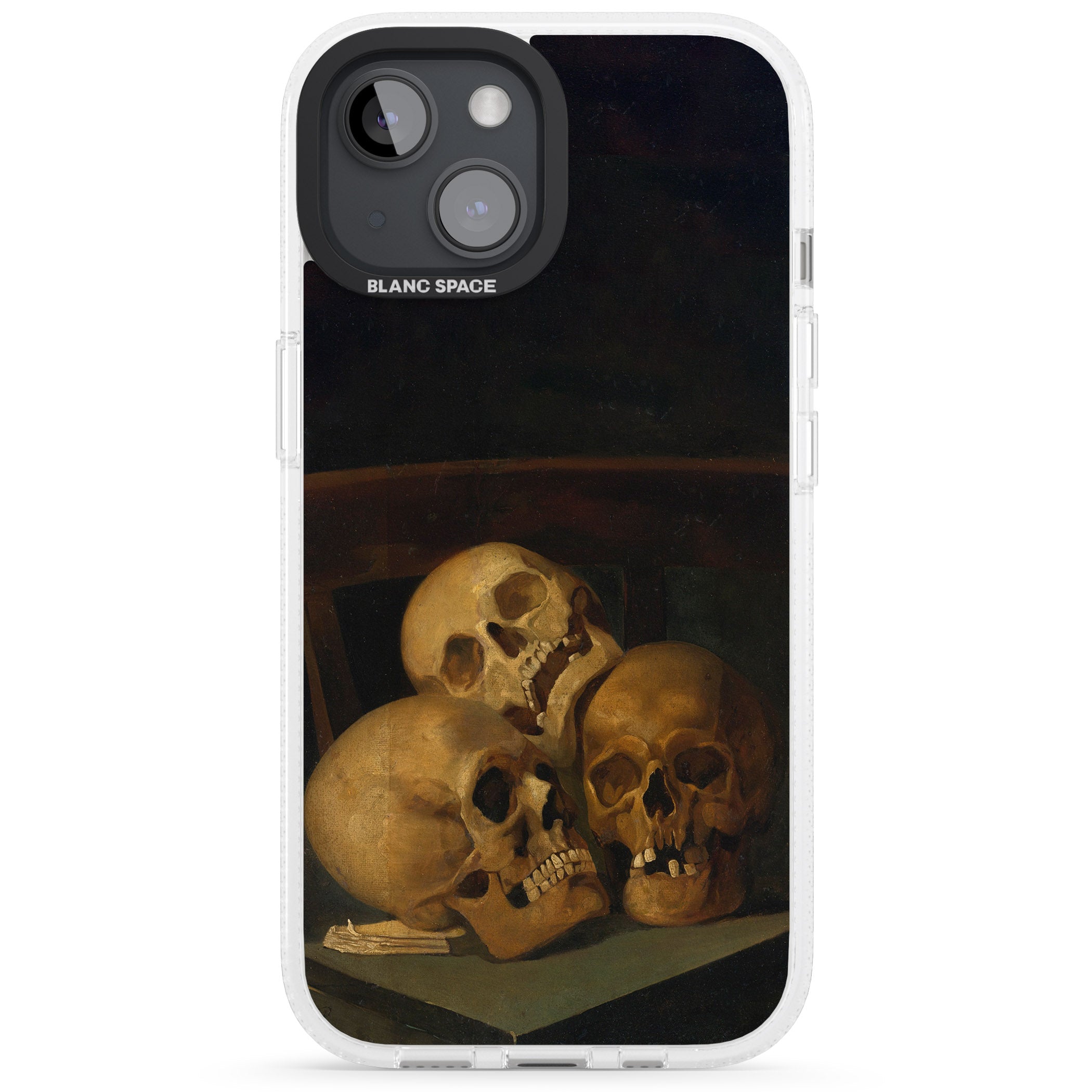 Still Life of Three Skulls iPhone 15 / 14 / 13 Clear Case Impact Air - Blanc Space