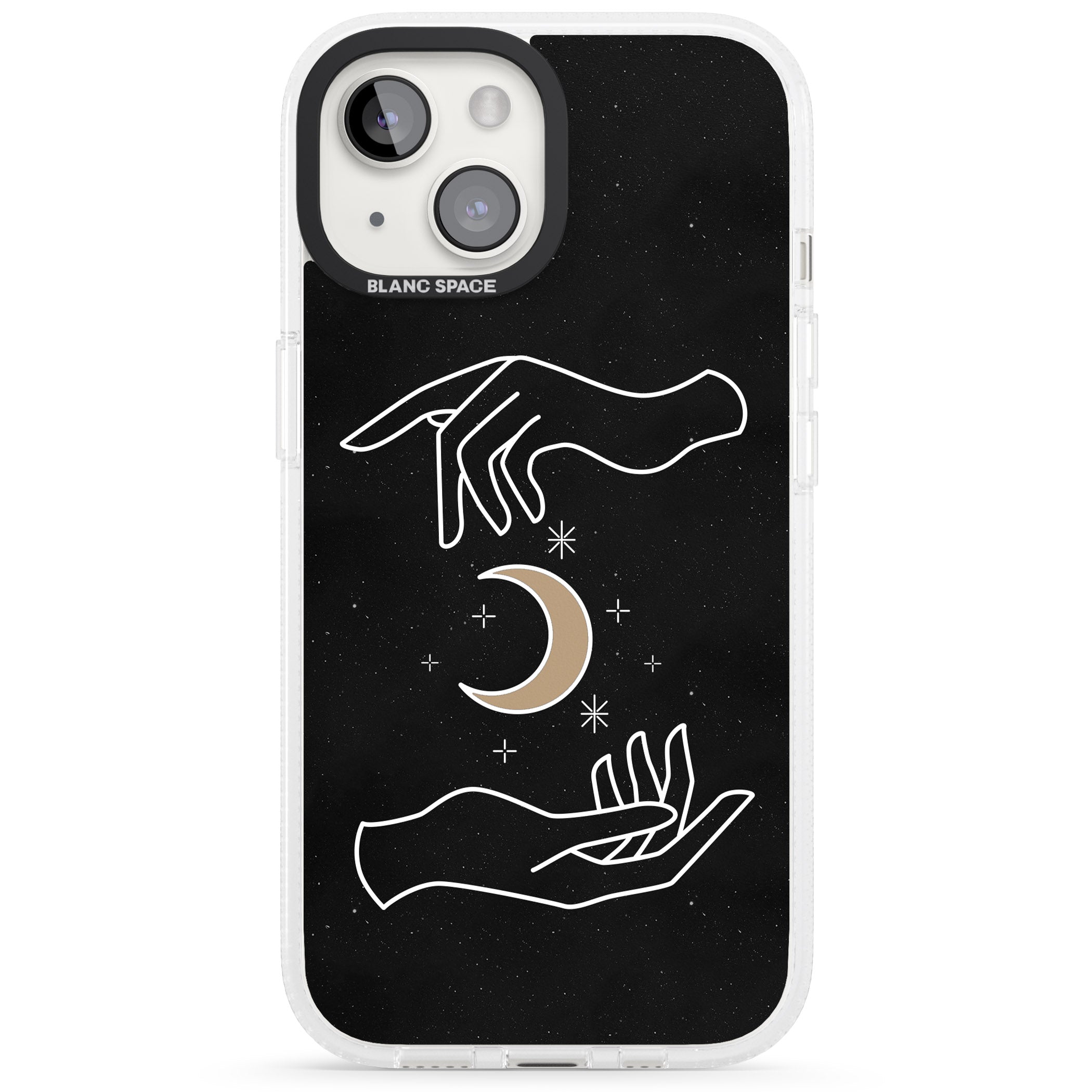 Hands Surrounding Moon iPhone 15 / 14 / 13 Clear Case Impact Air - Blanc Space