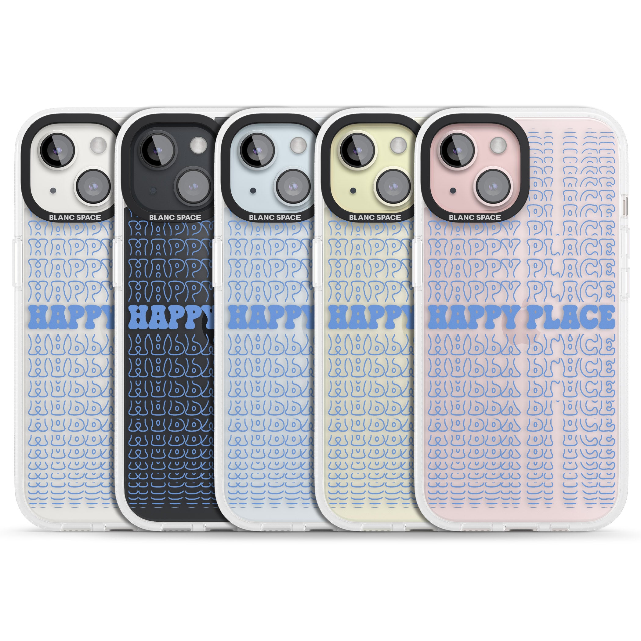 Happy Place (Blue) iPhone 15 / 14 / 13 Clear Case Impact Air - Blanc Space