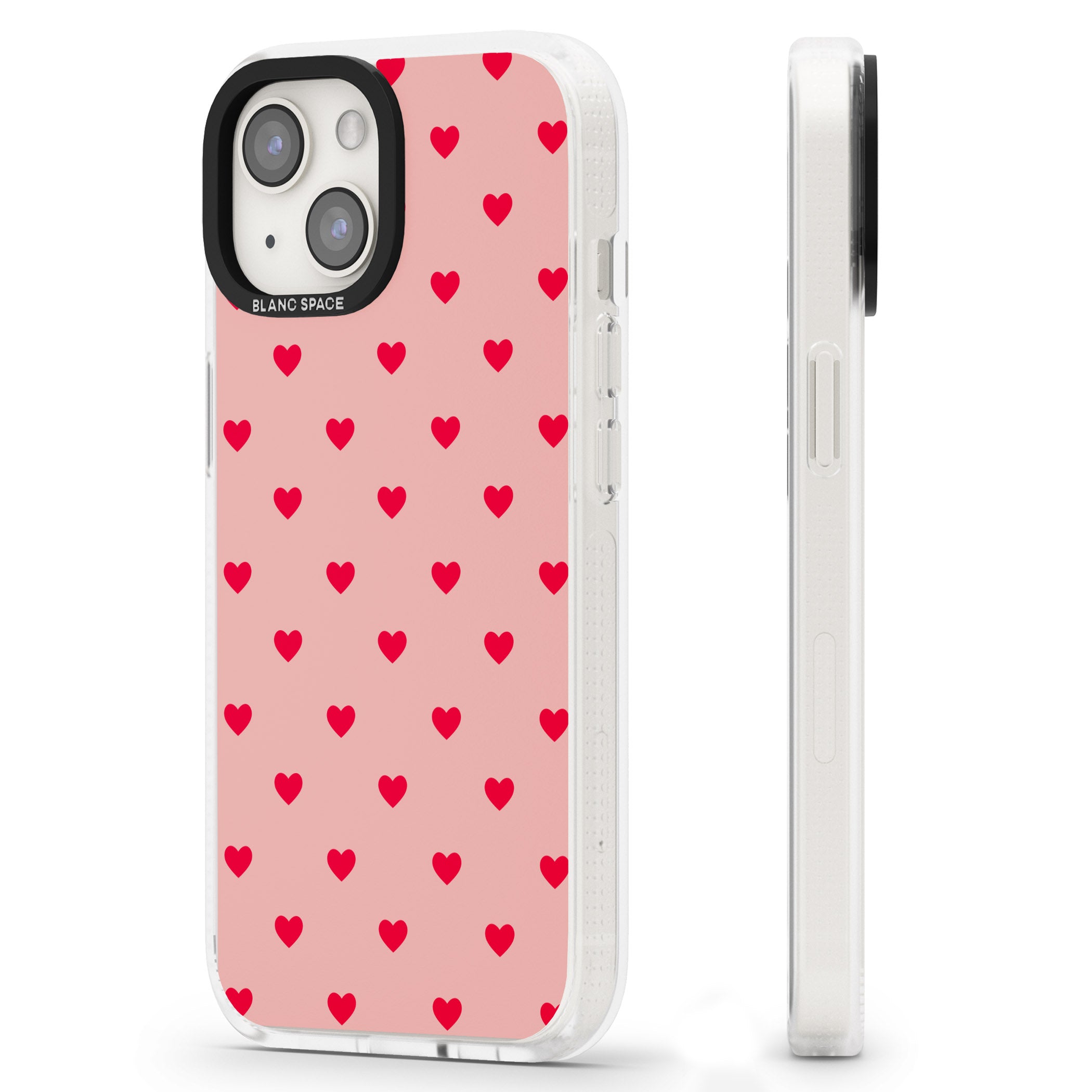 Small Heart Pattern: Red & Pink iPhone 15 / 14 / 13 Clear Case Impact Air - Blanc Space