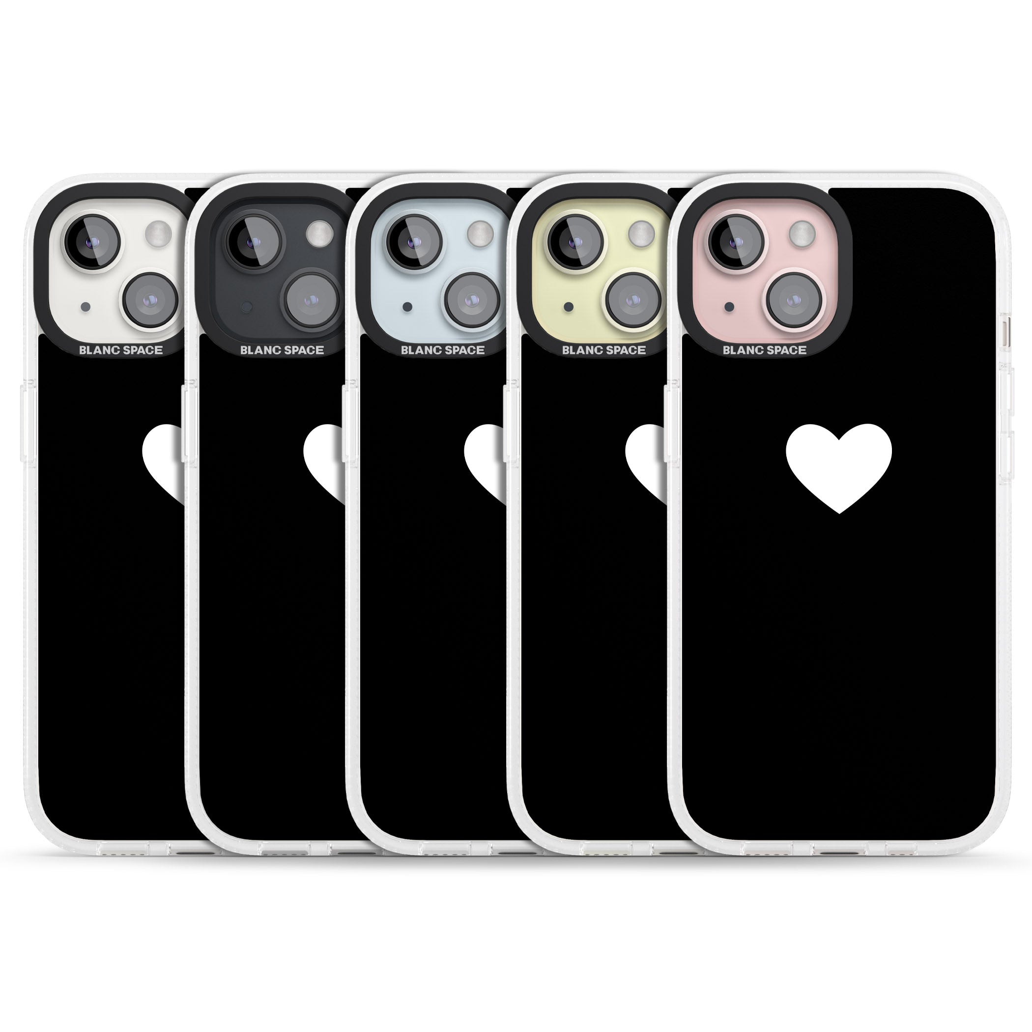 Single Heart Design: White & iPhone 15 / 14 / 13 Clear Case Impact Air - Blanc Space