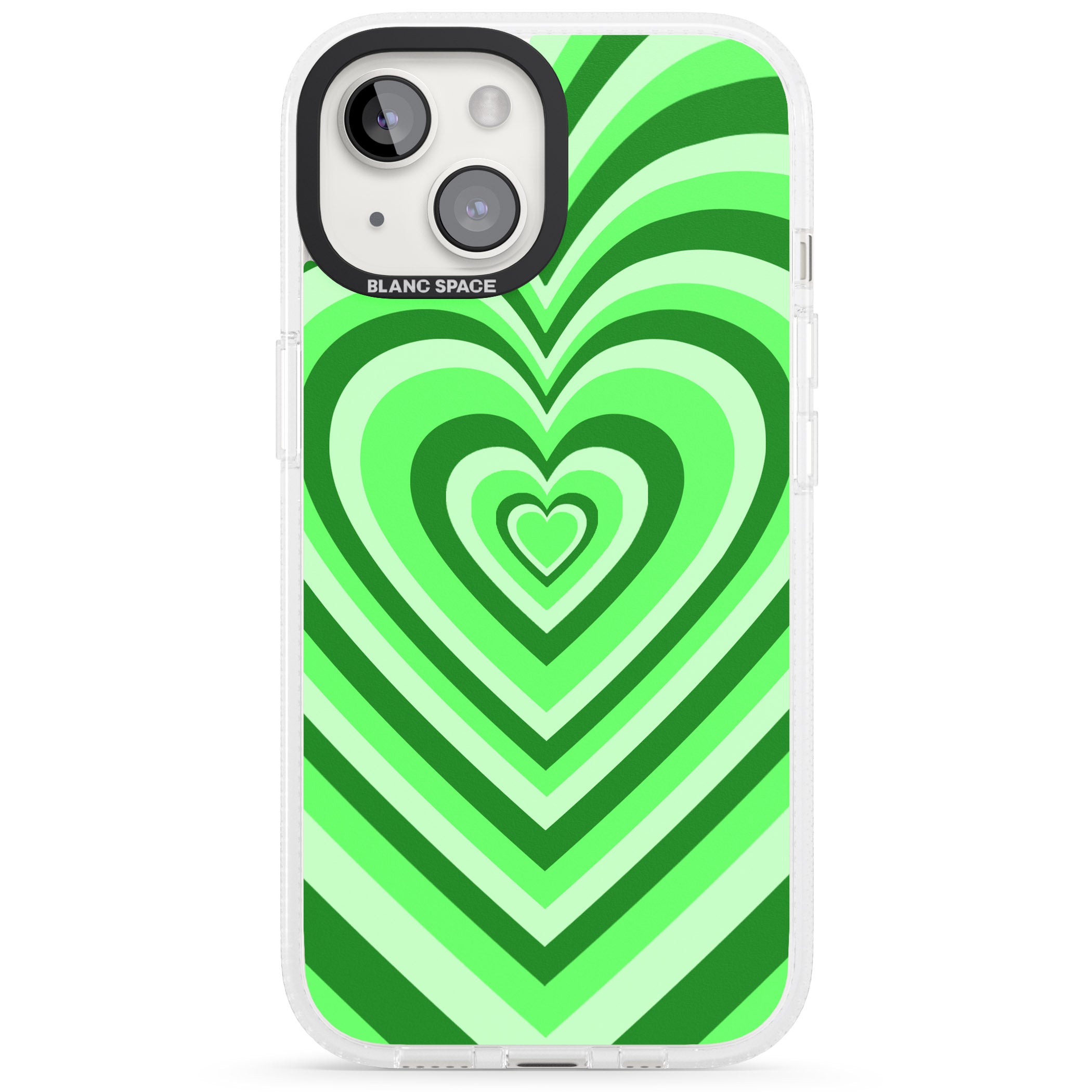 Green Heart Illusion iPhone 15 / 14 / 13 Clear Case Impact Air - Blanc Space
