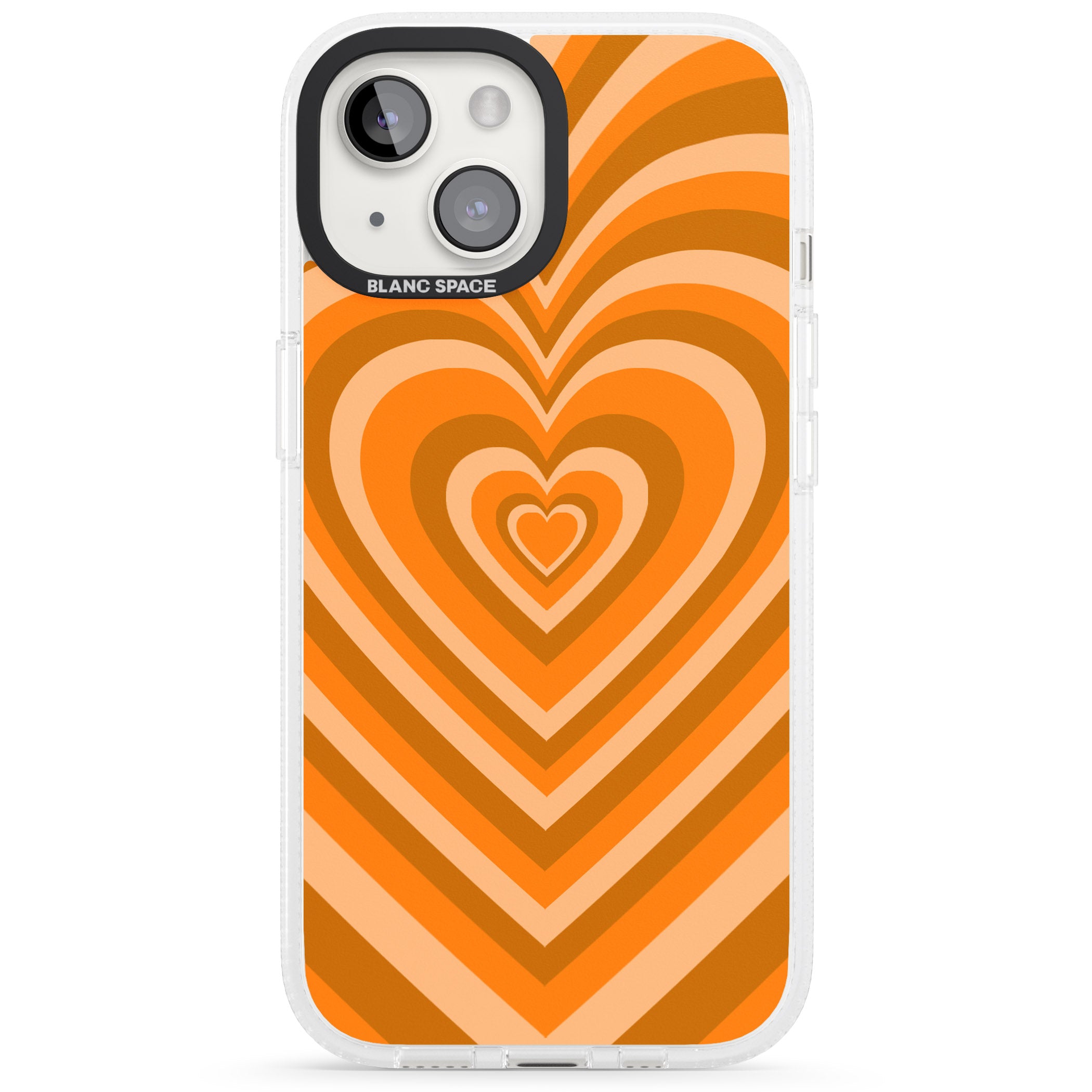 Orange Heart Illusion iPhone 15 / 14 / 13 Clear Case Impact Air - Blanc Space