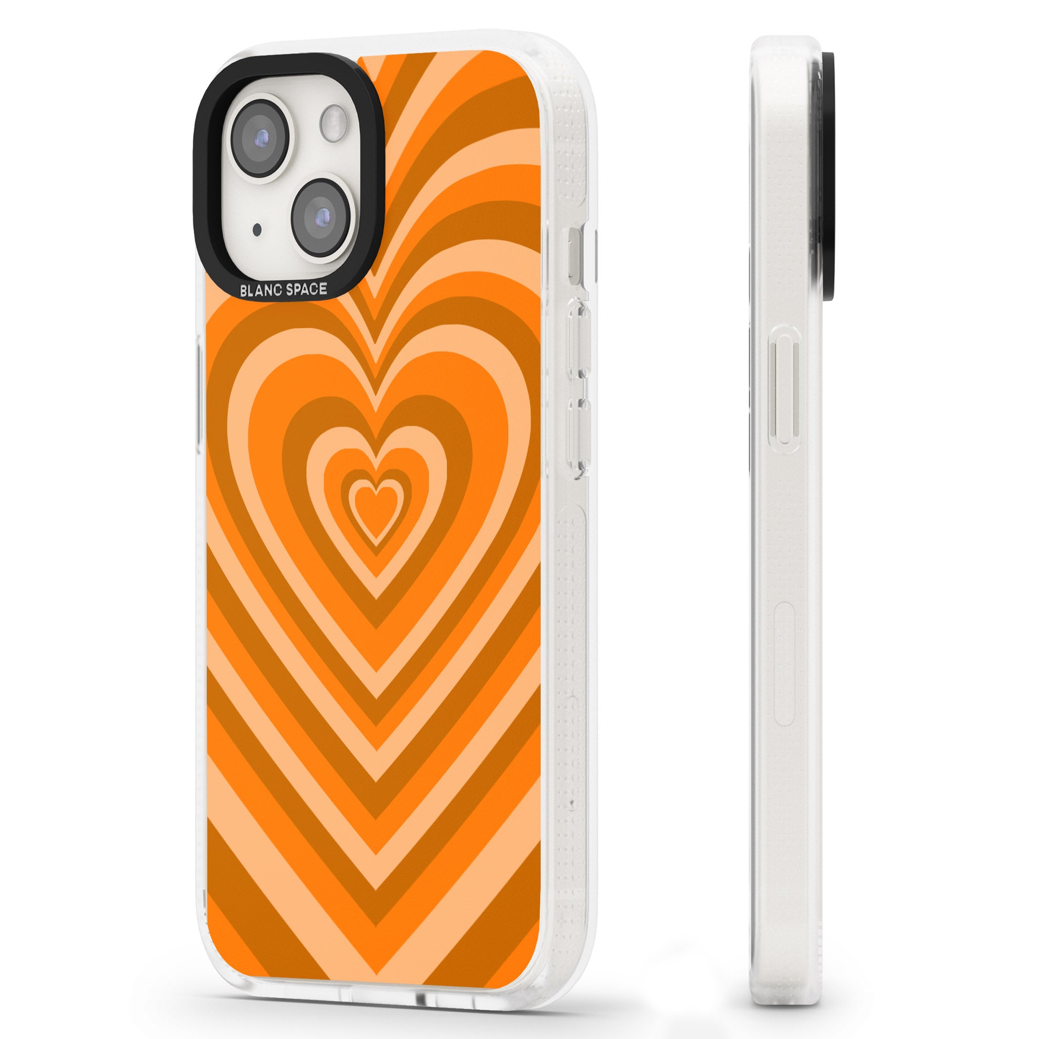Orange Heart Illusion iPhone 15 / 14 / 13 Clear Case Impact Air - Blanc Space