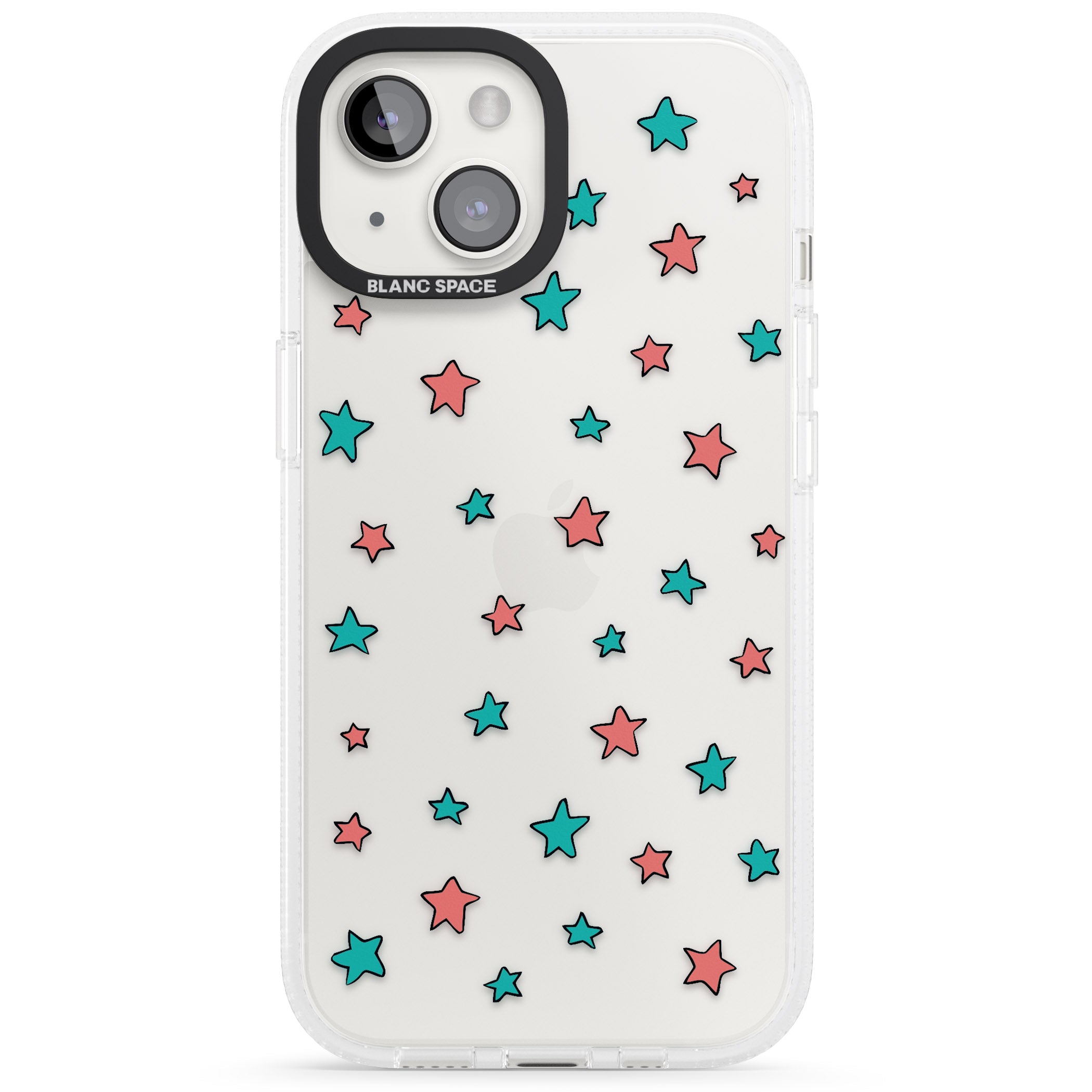 Heartstopper Stars Pattern iPhone 15 / 14 / 13 Clear Case Impact Air - Blanc Space