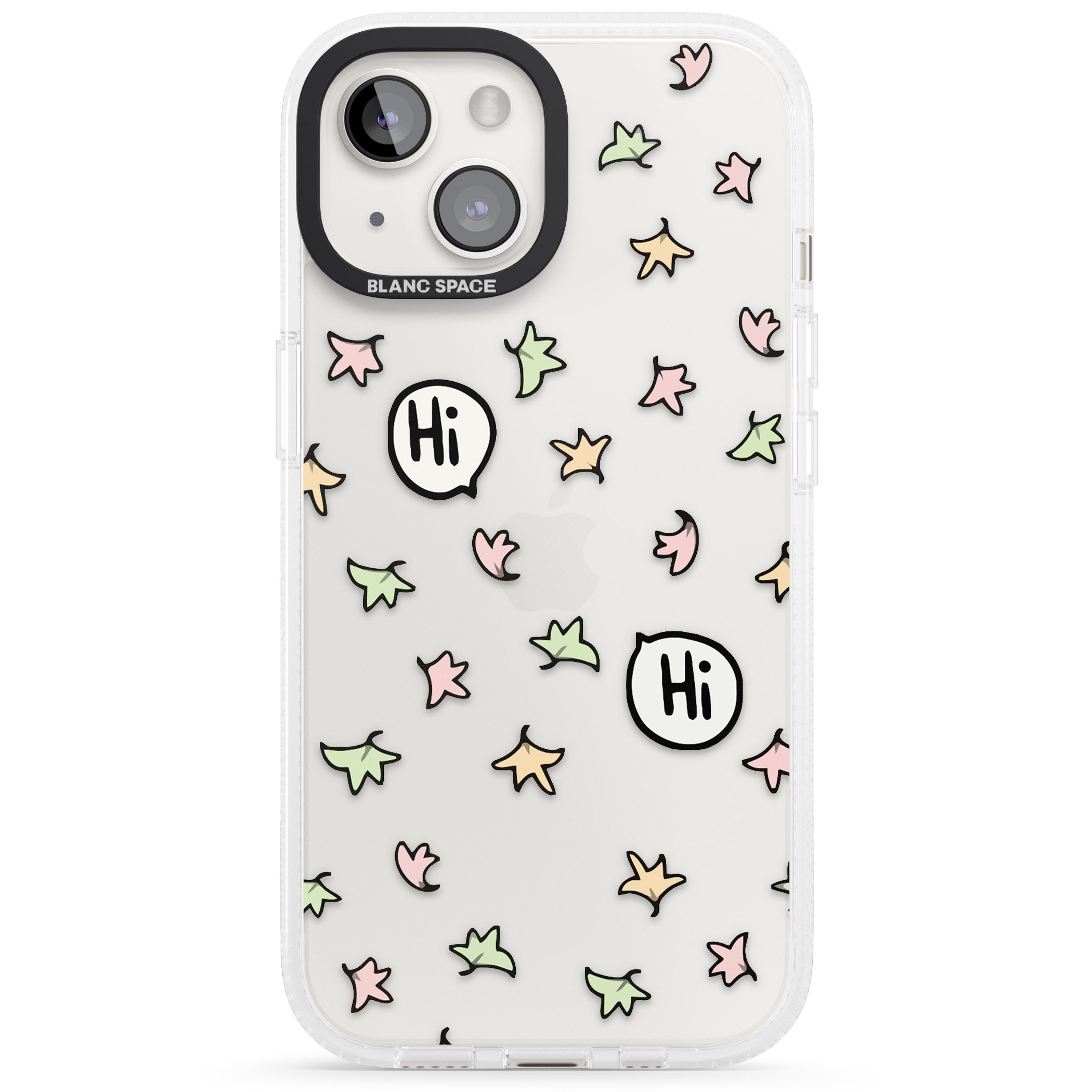 Heartstopper Leaves Pattern iPhone 15 / 14 / 13 Clear Case Impact Air - Blanc Space