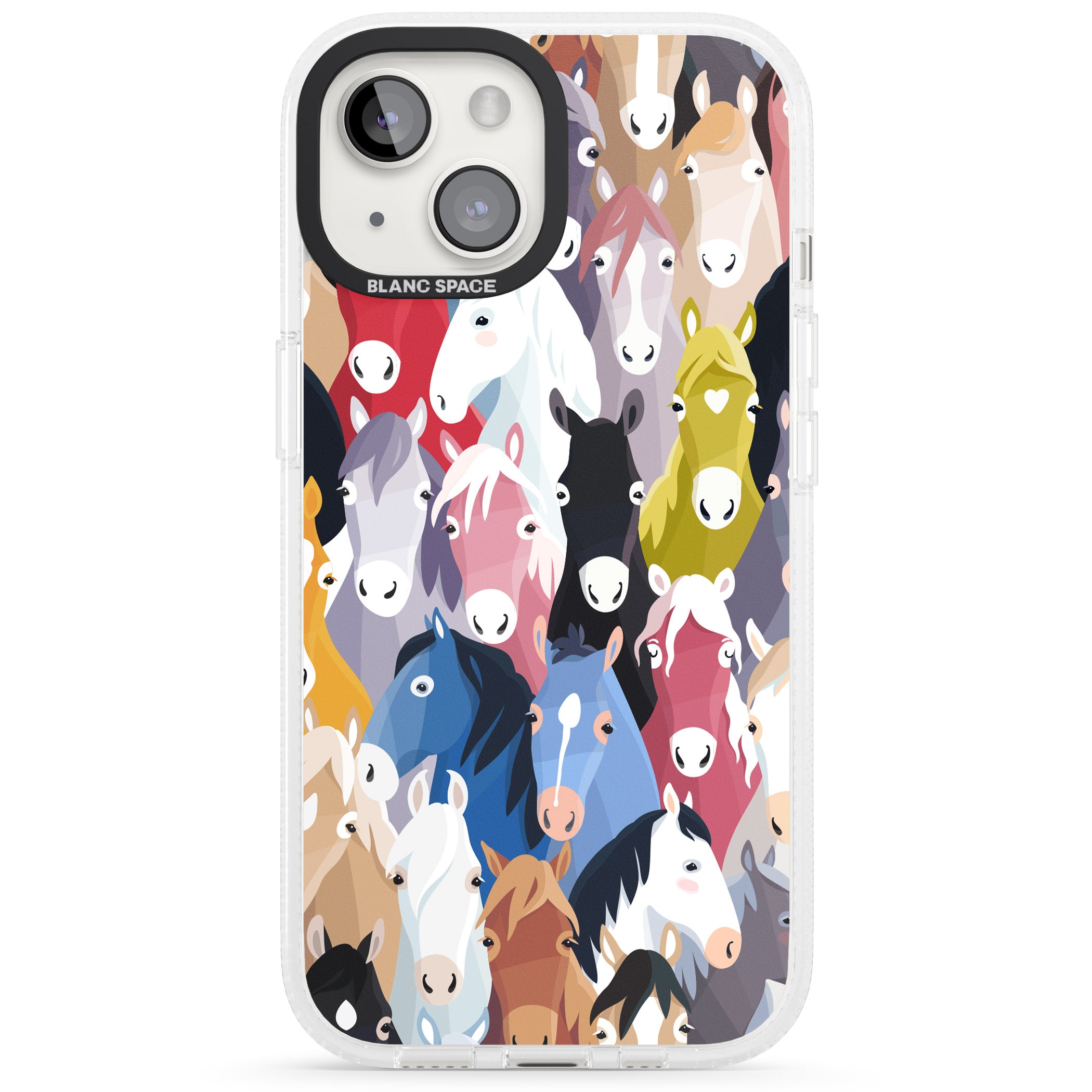 Colourful Horse Pattern iPhone 15 / 14 / 13 Clear Case Impact Air - Blanc Space