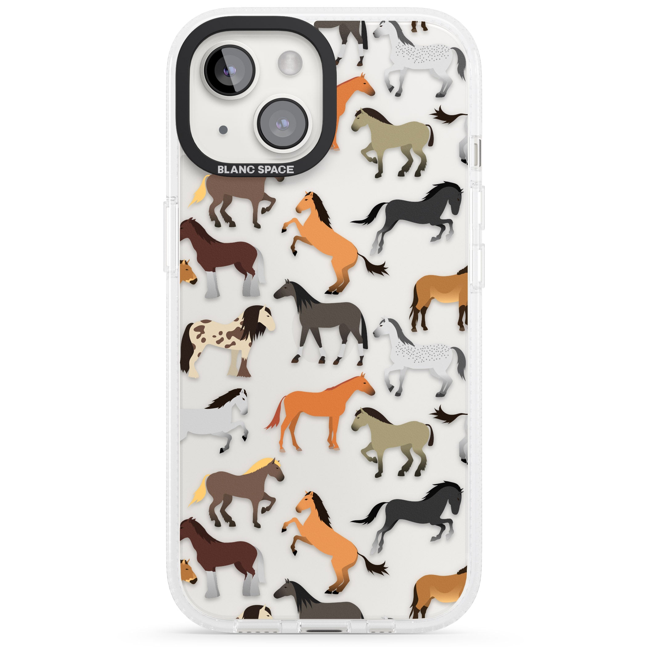 Horse Pattern iPhone 15 / 14 / 13 Clear Case Impact Air - Blanc Space