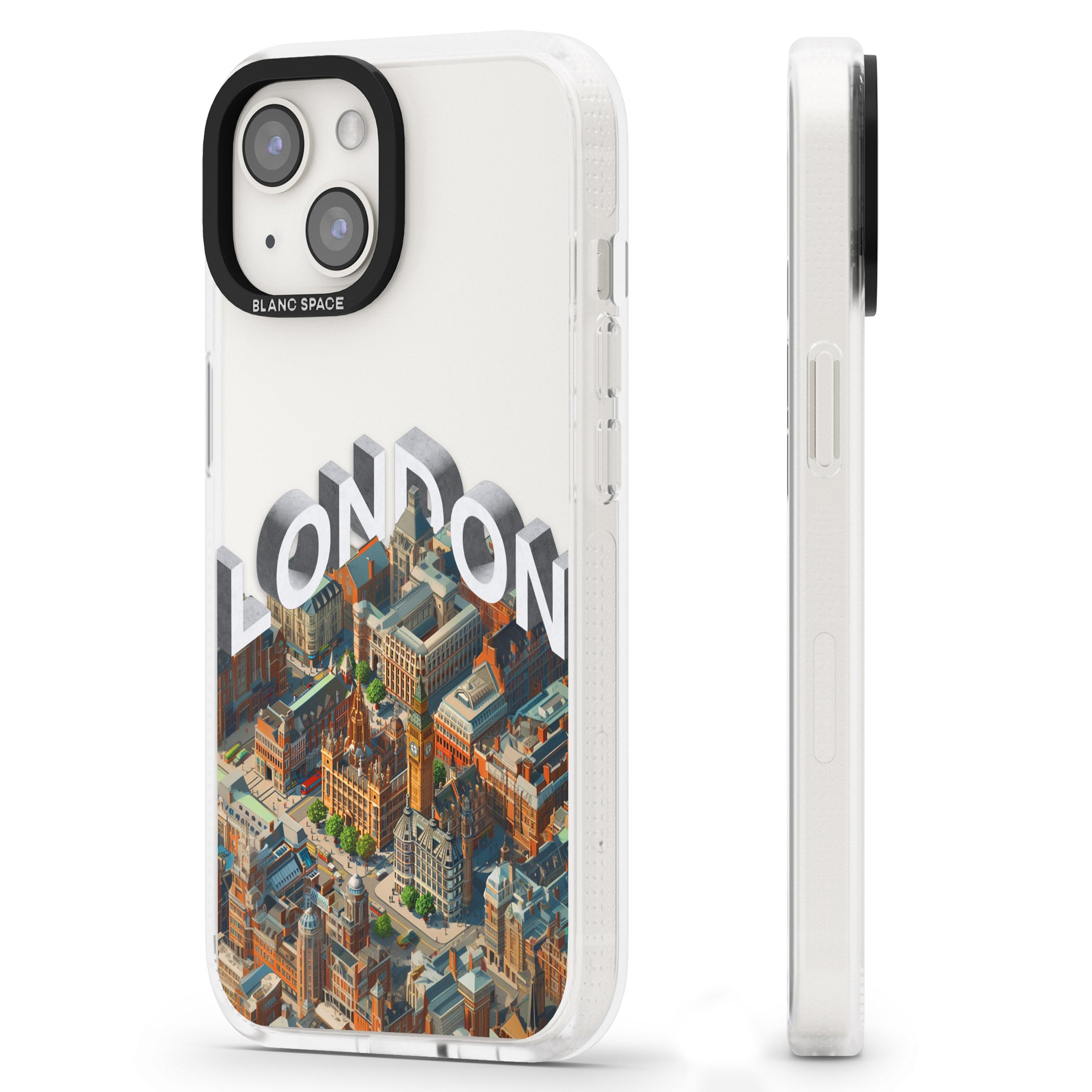 London iPhone 15 / 14 / 13 Clear Case Impact Air - Blanc Space
