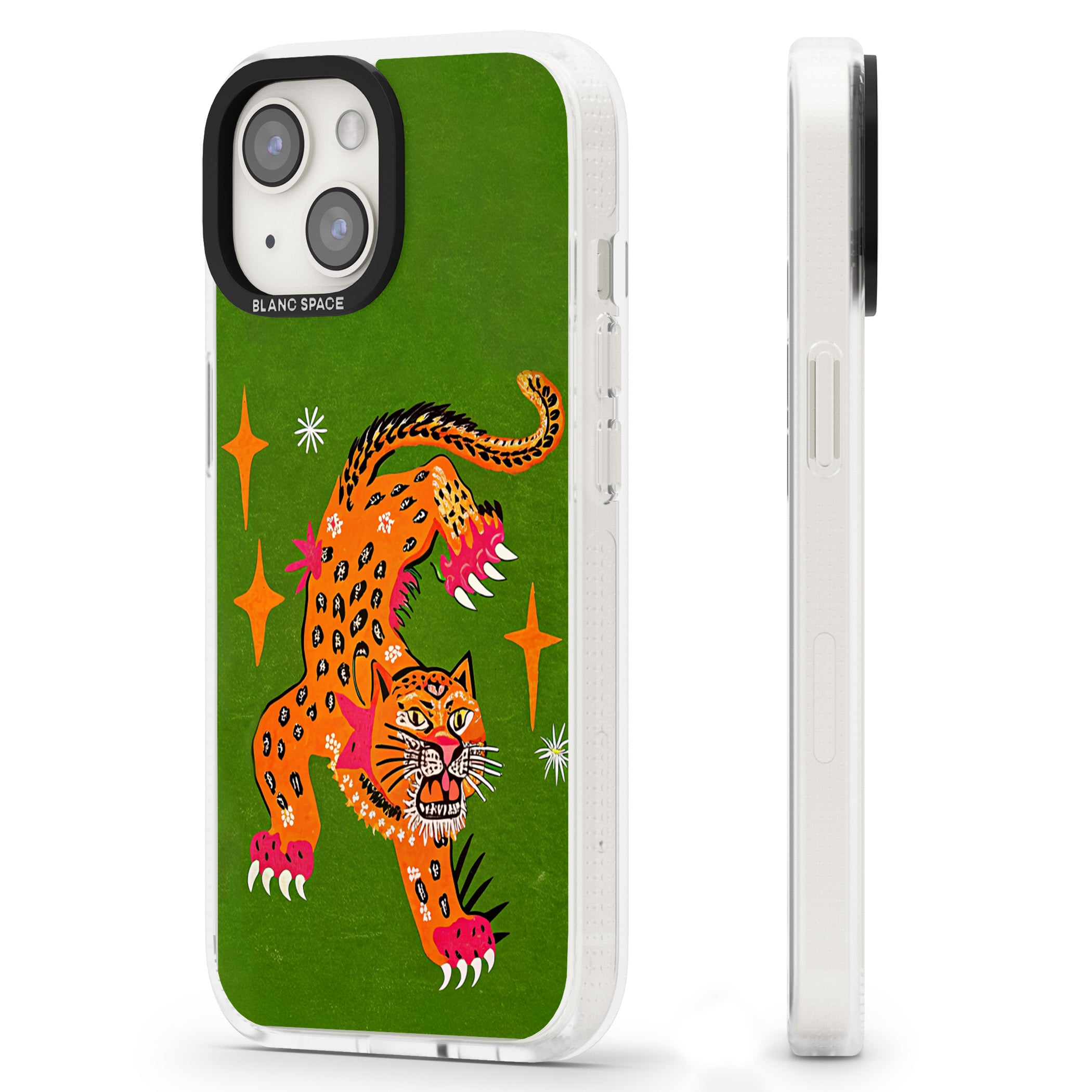 Fierce Jaguar iPhone 15 / 14 / 13 Clear Case Impact Air - Blanc Space
