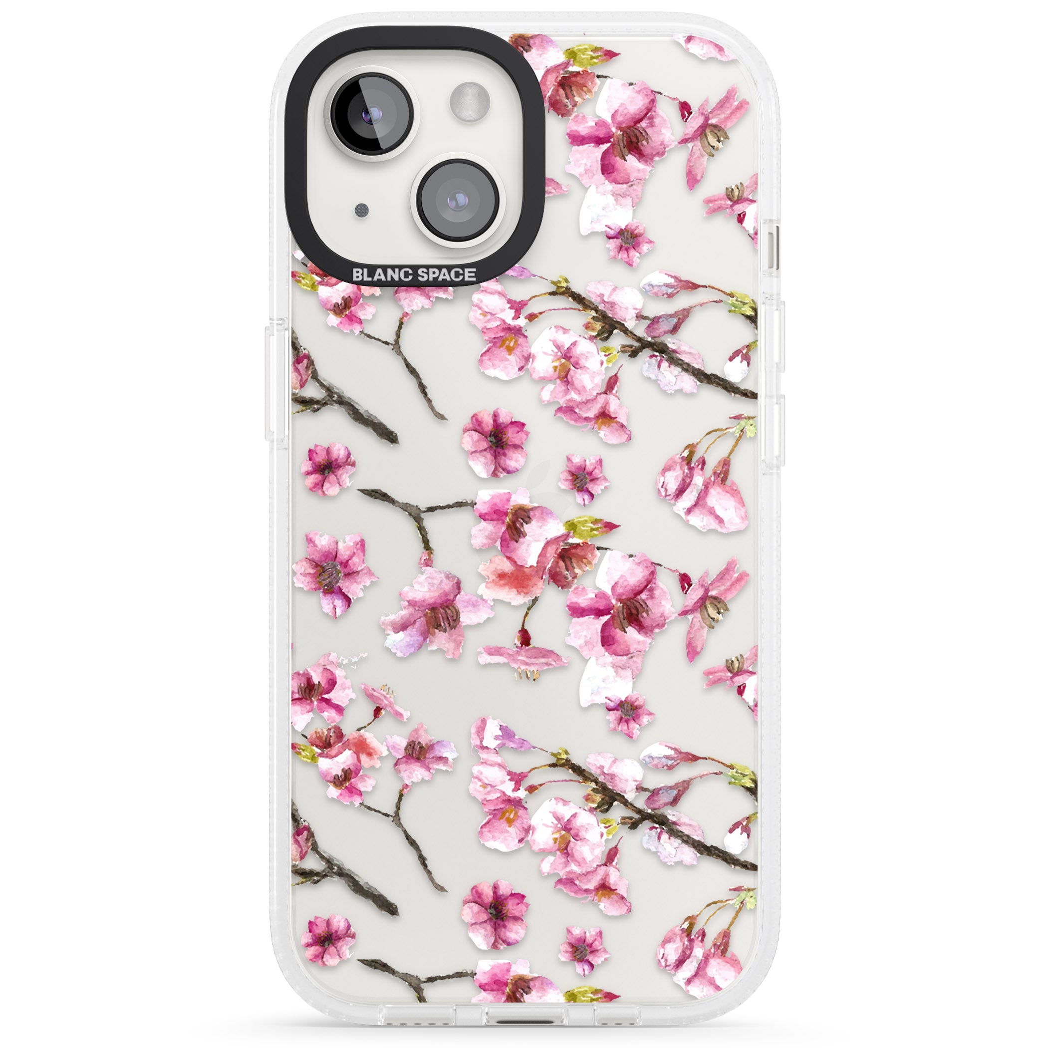 Sakura Watercolour iPhone 15 / 14 / 13 Clear Case Impact Air - Blanc Space