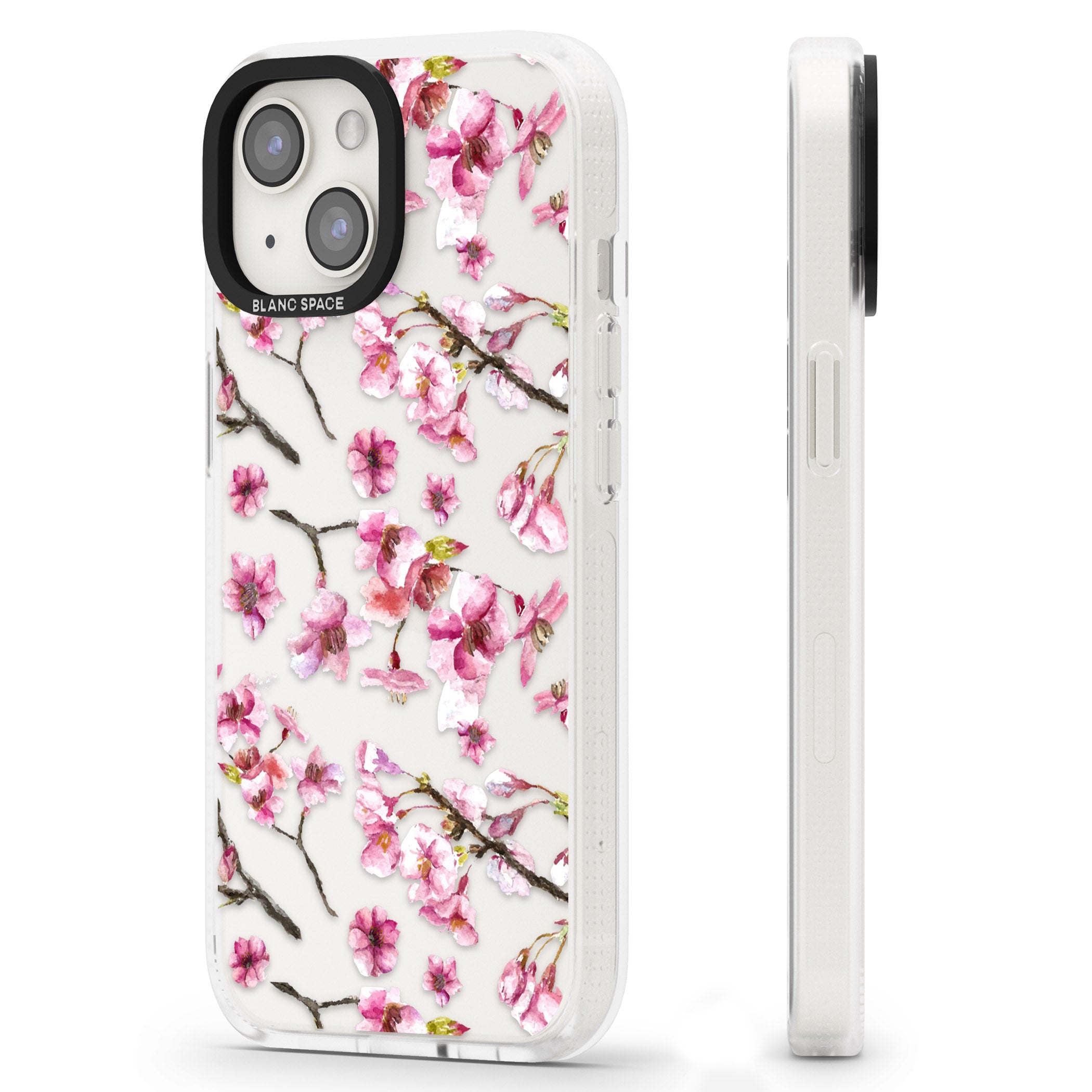 Sakura Watercolour iPhone 15 / 14 / 13 Clear Case Impact Air - Blanc Space