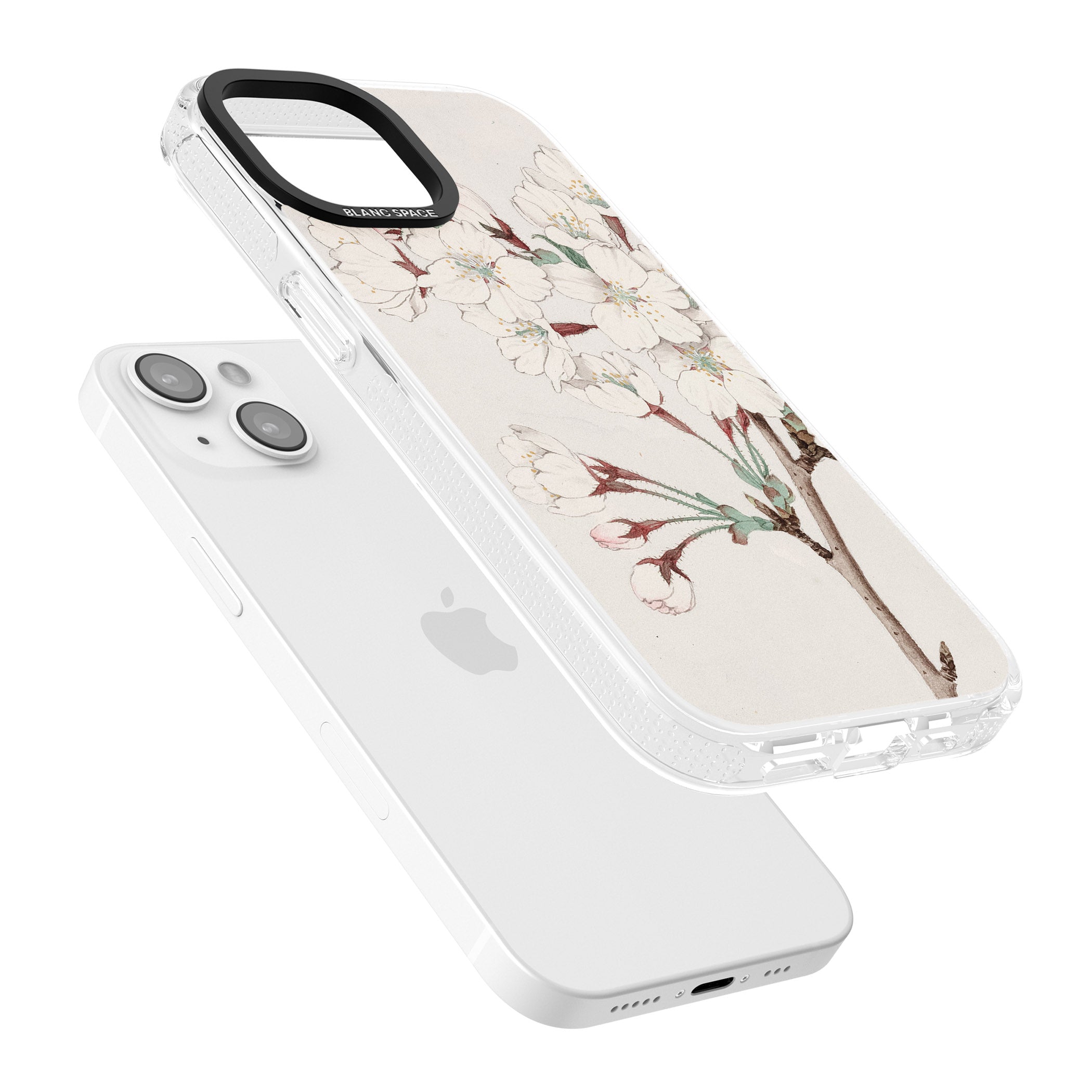 Vintage Japanese Illustrations Cherry Blossoms iPhone 15 / 14 / 13 Clear Case Impact Air - Blanc Space