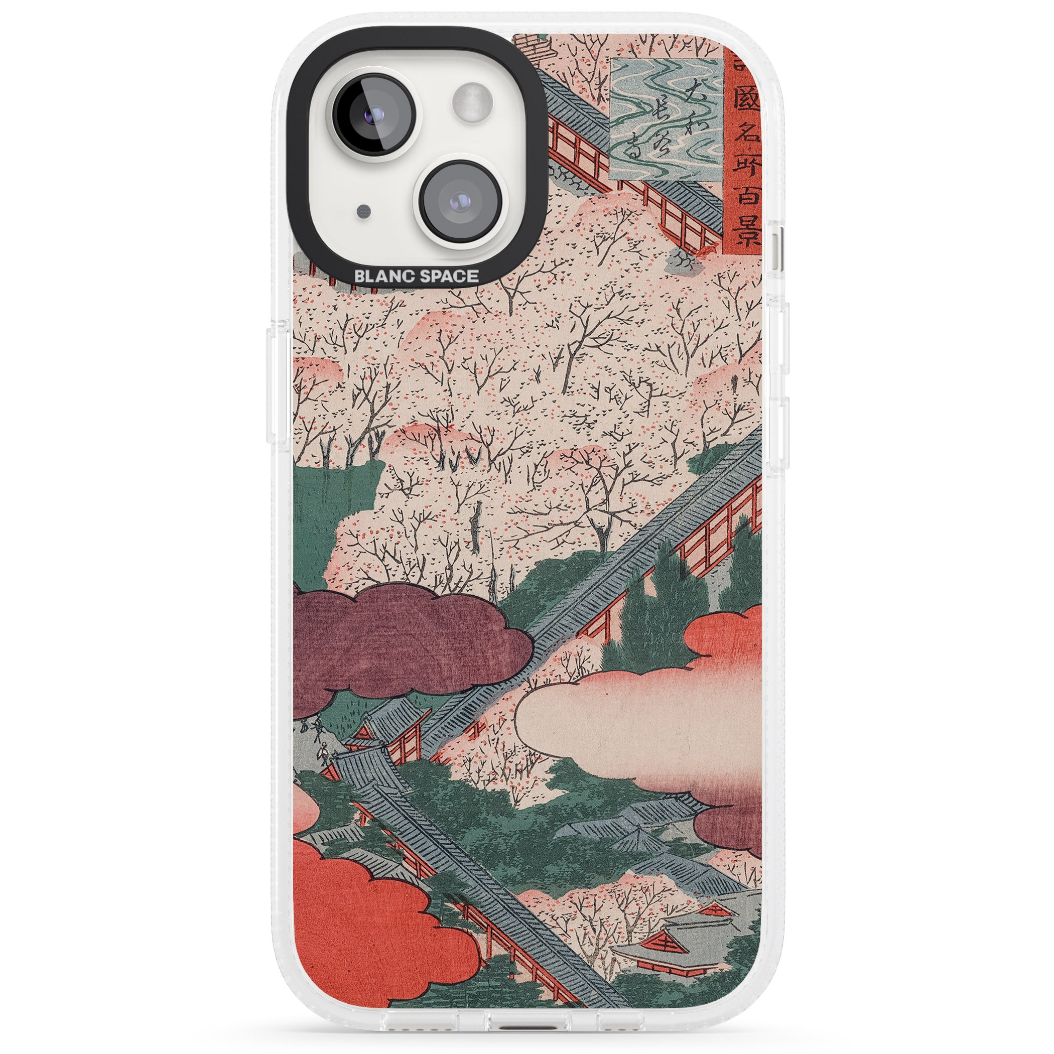 Vintage Japanese Illustrations Japanese City iPhone 15 / 14 / 13 Clear Case Impact Air - Blanc Space
