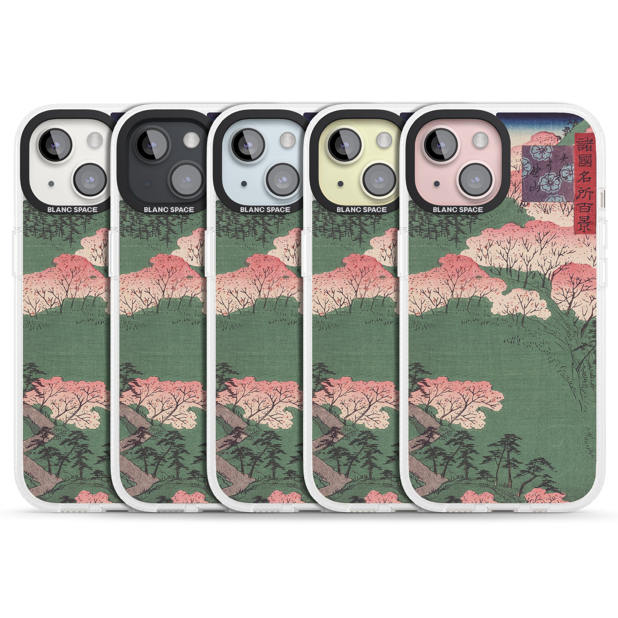 Japanese Illustration Cherry Blossom Forest iPhone 15 / 14 / 13 Clear Case Impact Air - Blanc Space