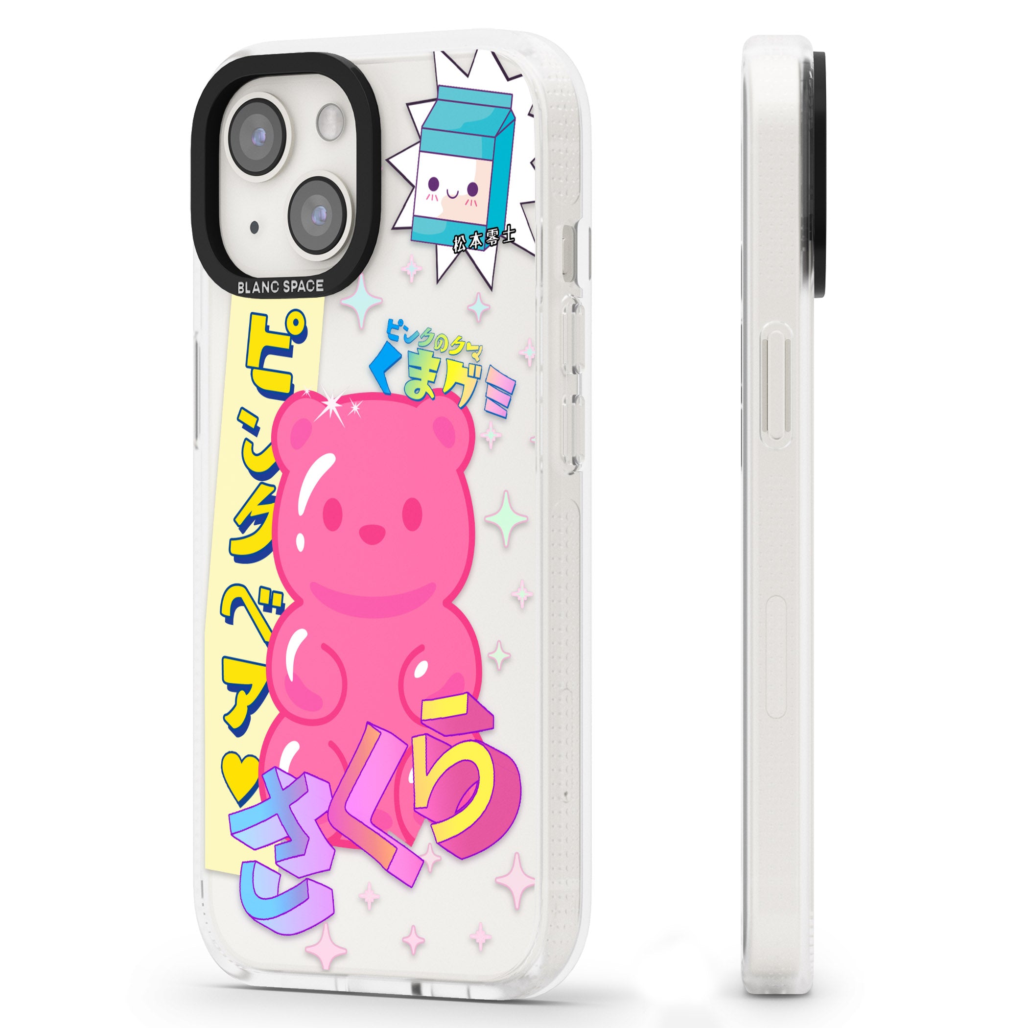 Kawaii Pink Bear Collage iPhone 15 / 14 / 13 Clear Case Impact Air - Blanc Space