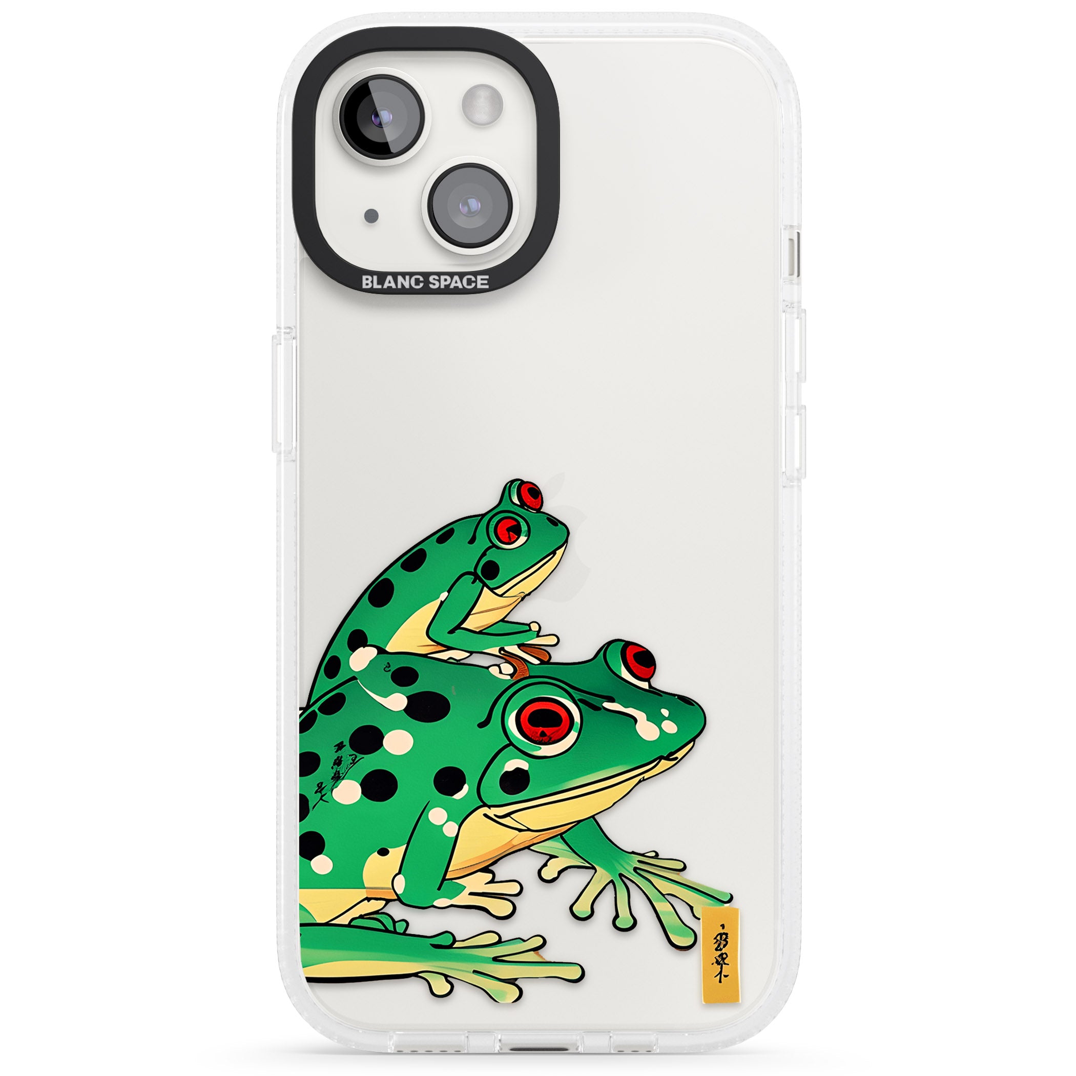 Matsumoto Hoji Frog Green iPhone 15 / 14 / 13 Clear Case Impact Air - Blanc Space