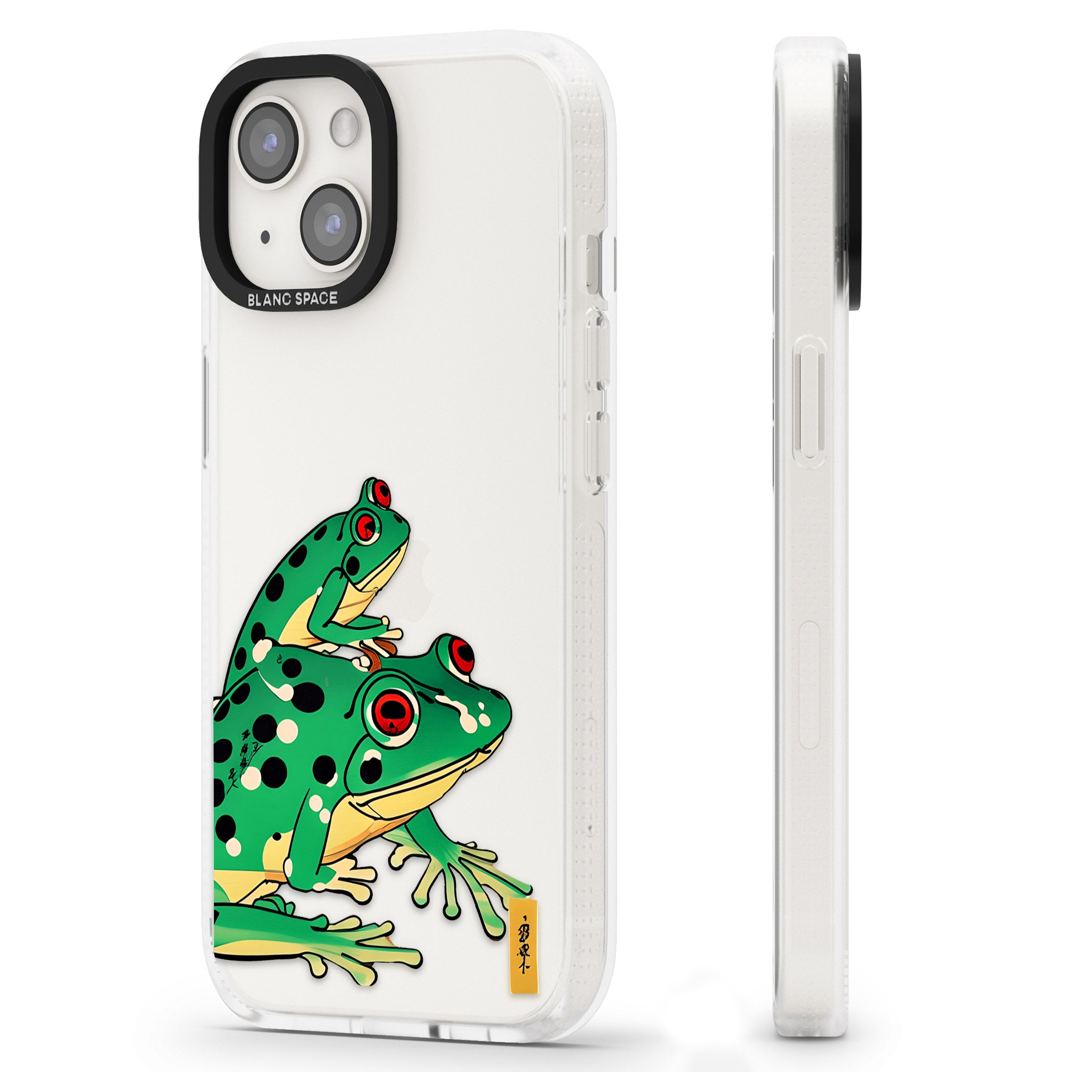 Matsumoto Hoji Frog Green iPhone 15 / 14 / 13 Clear Case Impact Air - Blanc Space