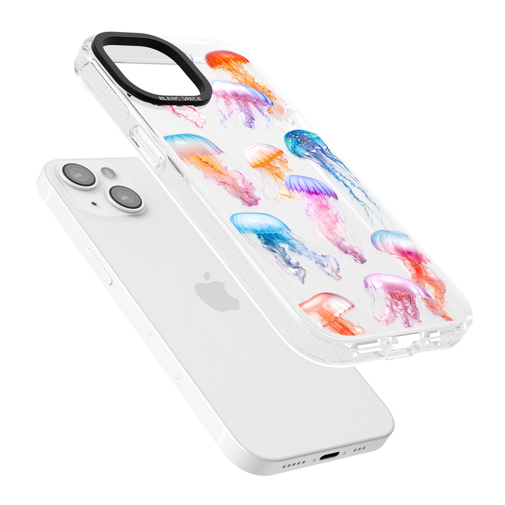 Vibrant Jellyfish iPhone 15 / 14 / 13 Clear Case Impact Air - Blanc Space