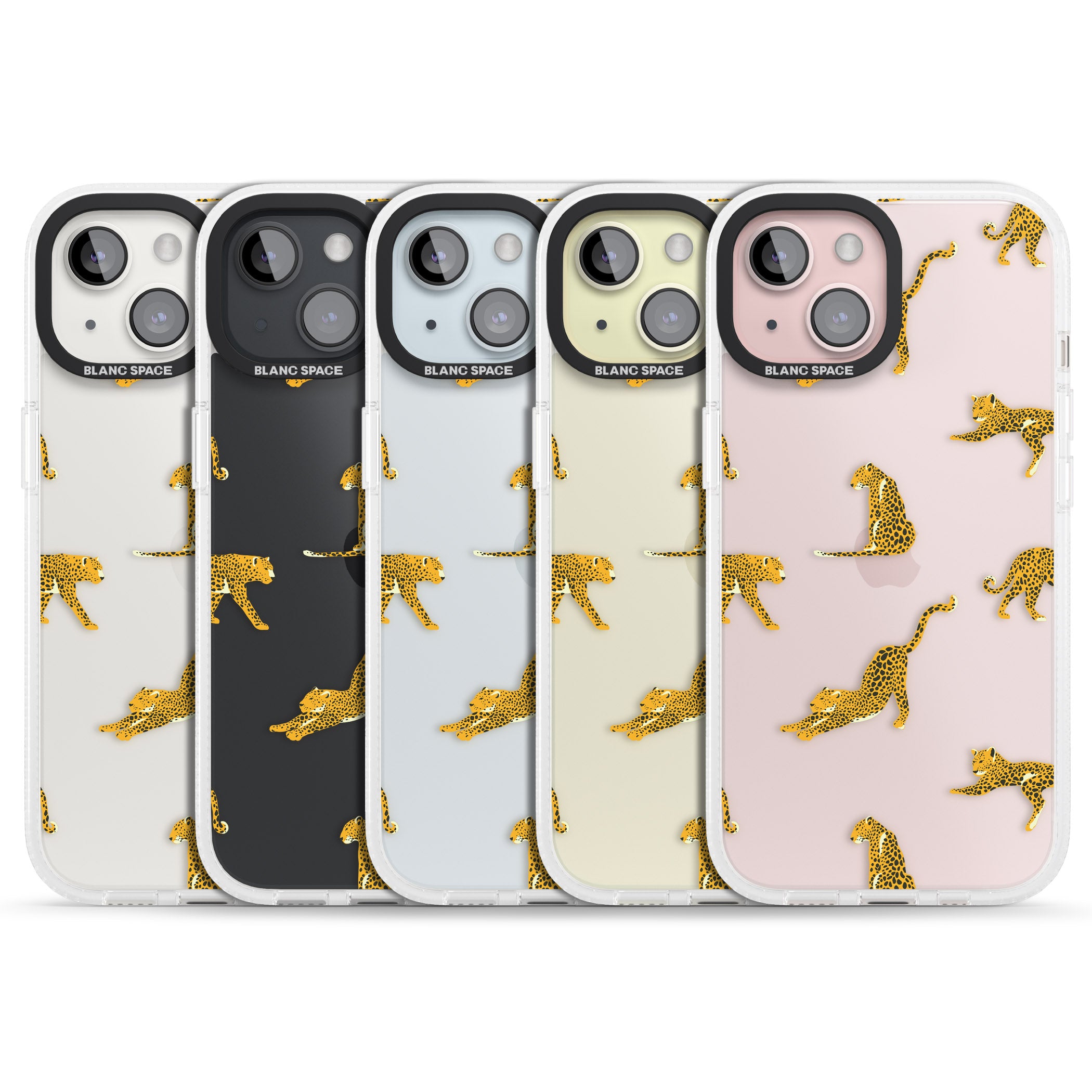 Clear Jaguar Jungle Cat Pattern iPhone 15 / 14 / 13 Clear Case Impact Air - Blanc Space