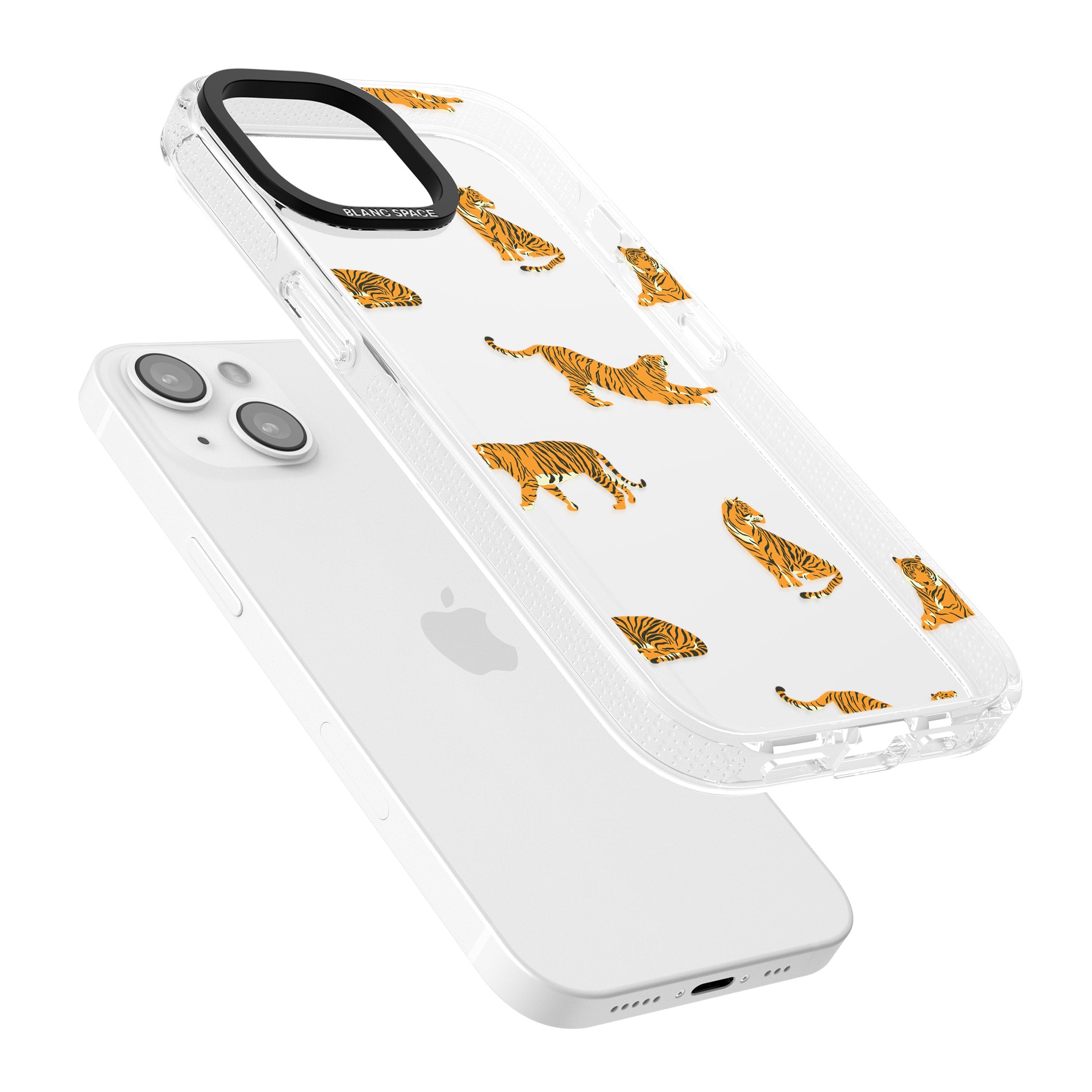 Clear Tiger Jungle Cat Pattern iPhone 15 / 14 / 13 Clear Case Impact Air - Blanc Space