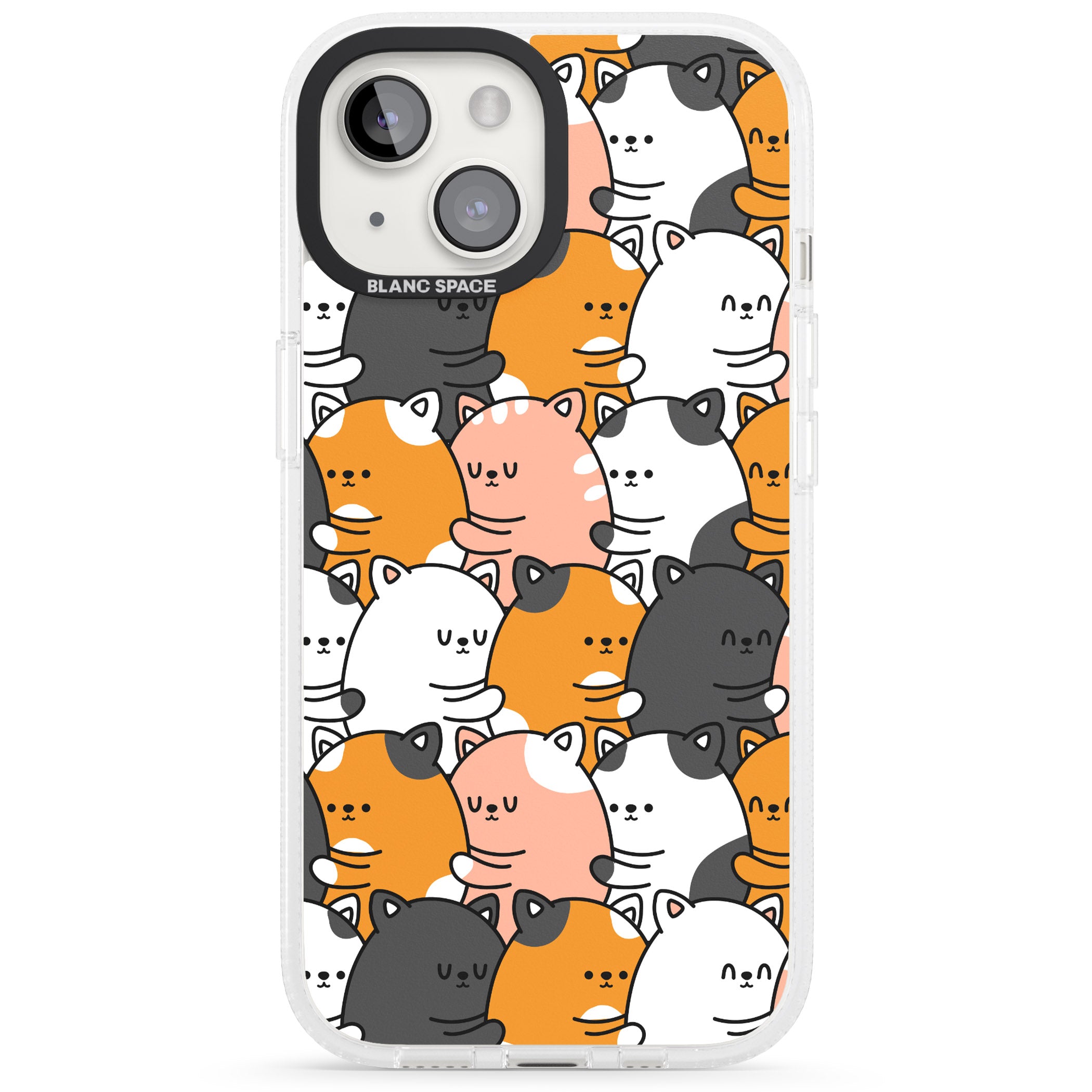 Spooning Cats Kawaii Pattern iPhone 15 / 14 / 13 Clear Case Impact Air - Blanc Space