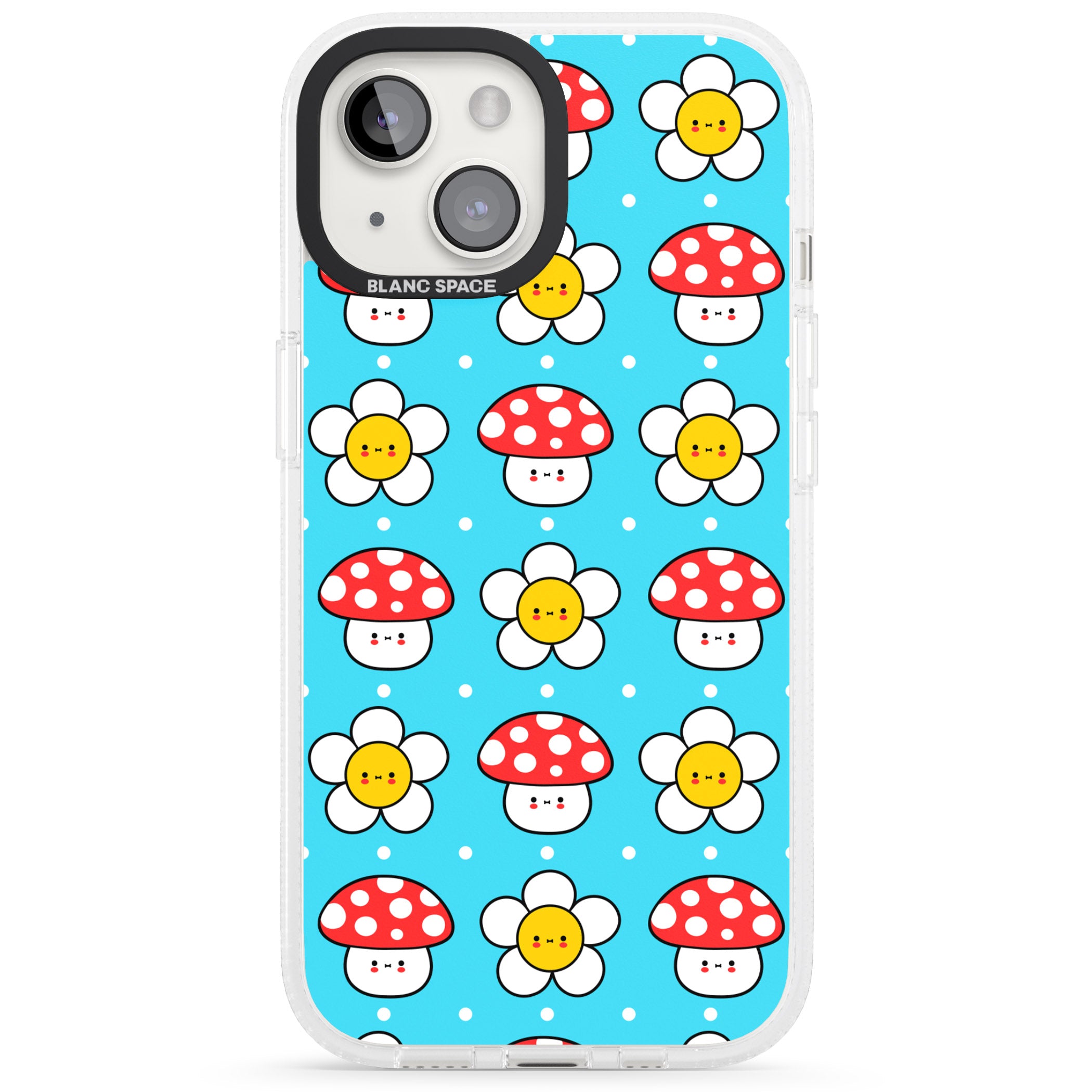 Shroom Bunnies Kawaii Pattern iPhone 15 / 14 / 13 Clear Case Impact Air - Blanc Space