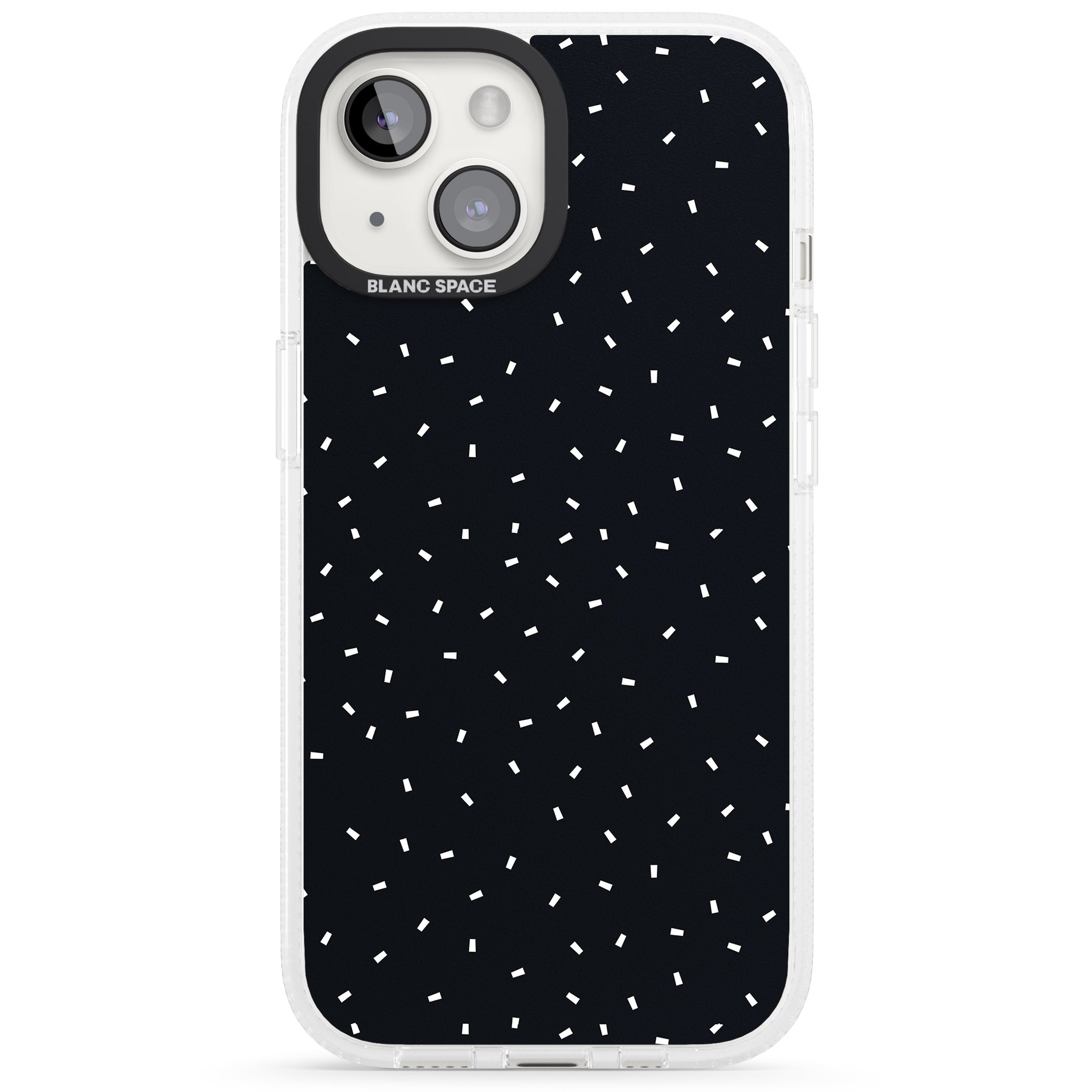 Confetti (Black) iPhone 15 / 14 / 13 Clear Case Impact Air - Blanc Space