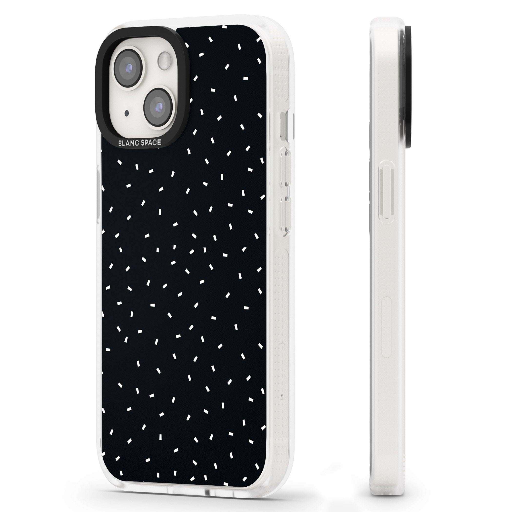 Confetti (Black) iPhone 15 / 14 / 13 Clear Case Impact Air - Blanc Space