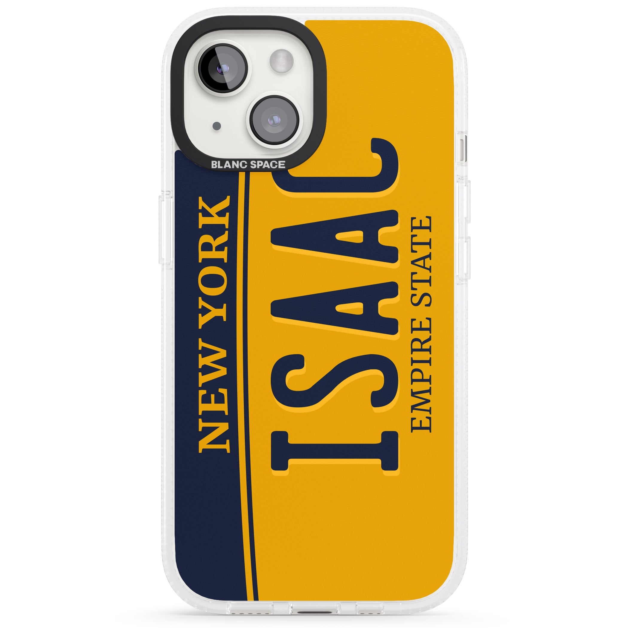 New York License Plate iPhone 15 / 14 / 13 Clear Case Impact Air - Blanc Space