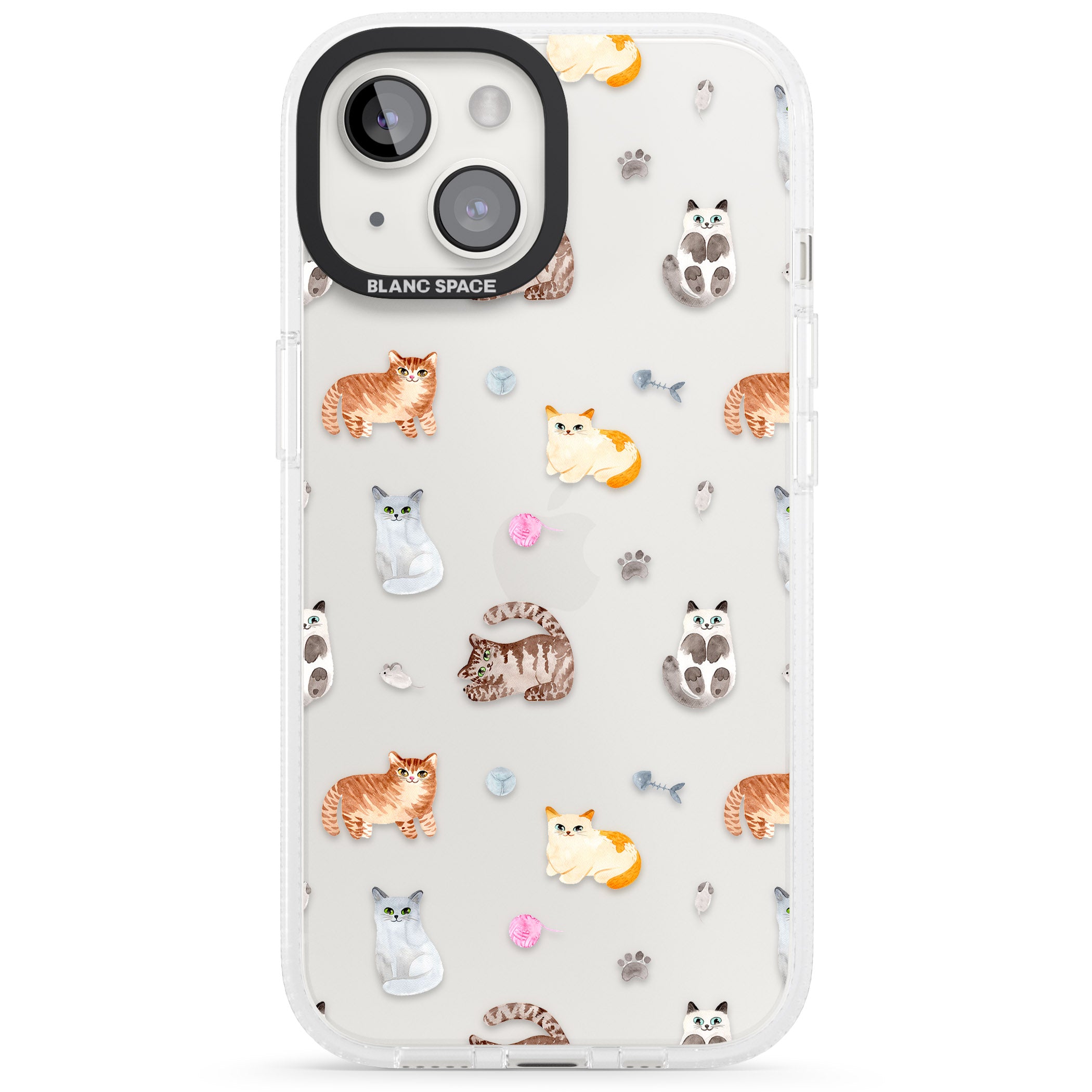 Cats with Toys - Clear iPhone 15 / 14 / 13 Clear Case Impact Air - Blanc Space