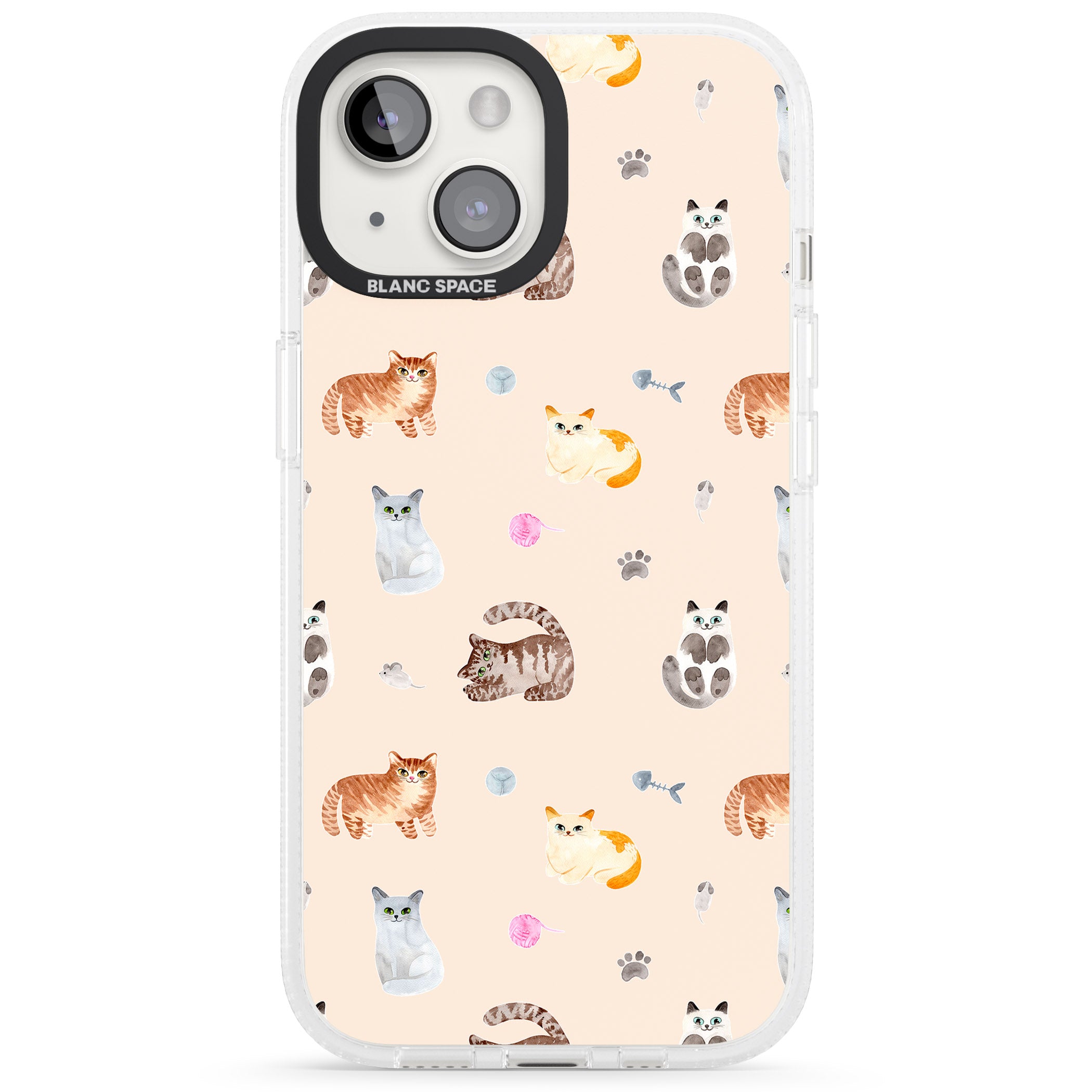 Cats with Toys iPhone 15 / 14 / 13 Clear Case Impact Air - Blanc Space